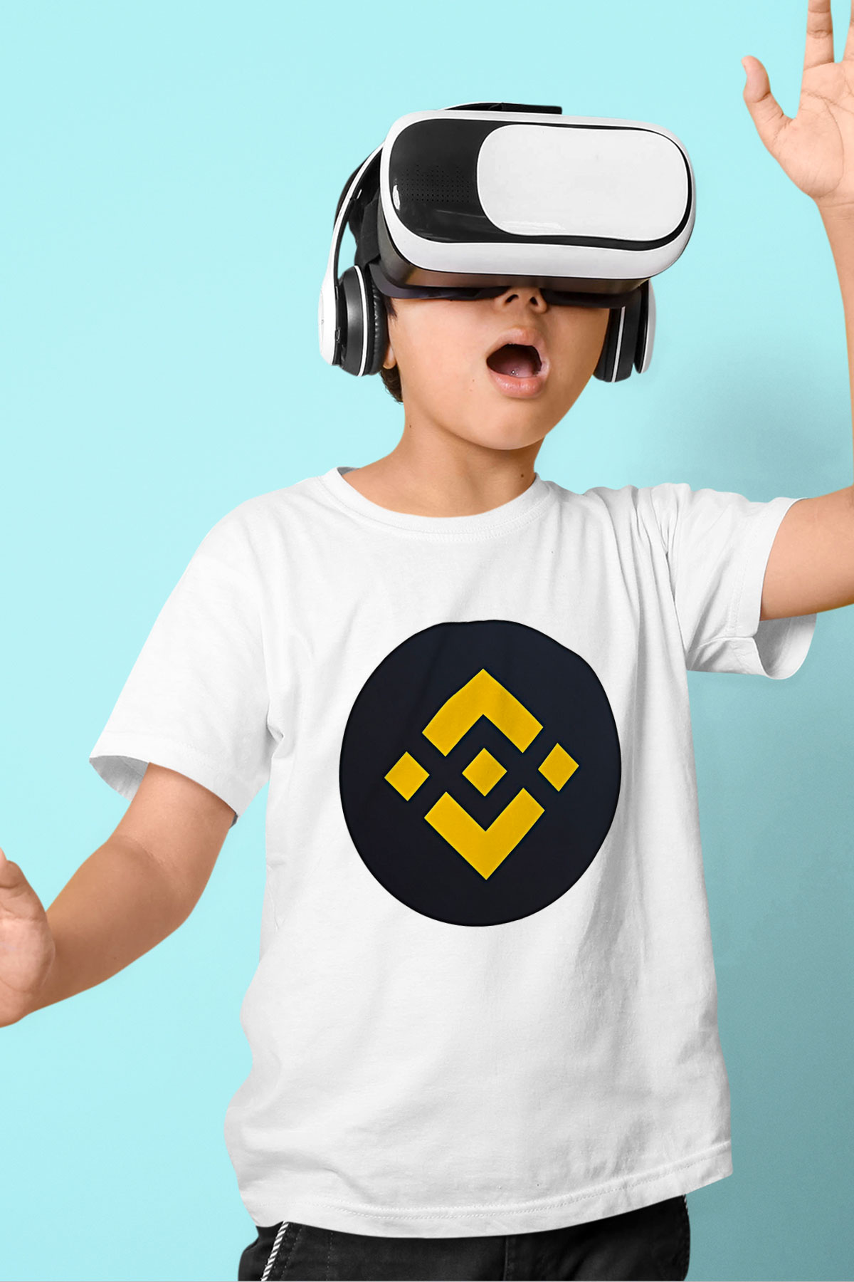 Binance Baskılı Beyaz Unisex Beyaz Çocuk Tişört - Tshirt