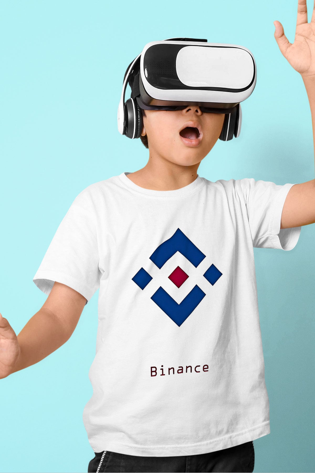 Binance Baskılı Beyaz Unisex Beyaz Çocuk Tişört - Tshirt