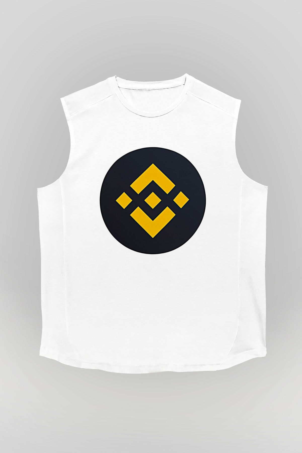 Binance Baskılı Beyaz Unisex Kolsuz Tişört - Tshirt
