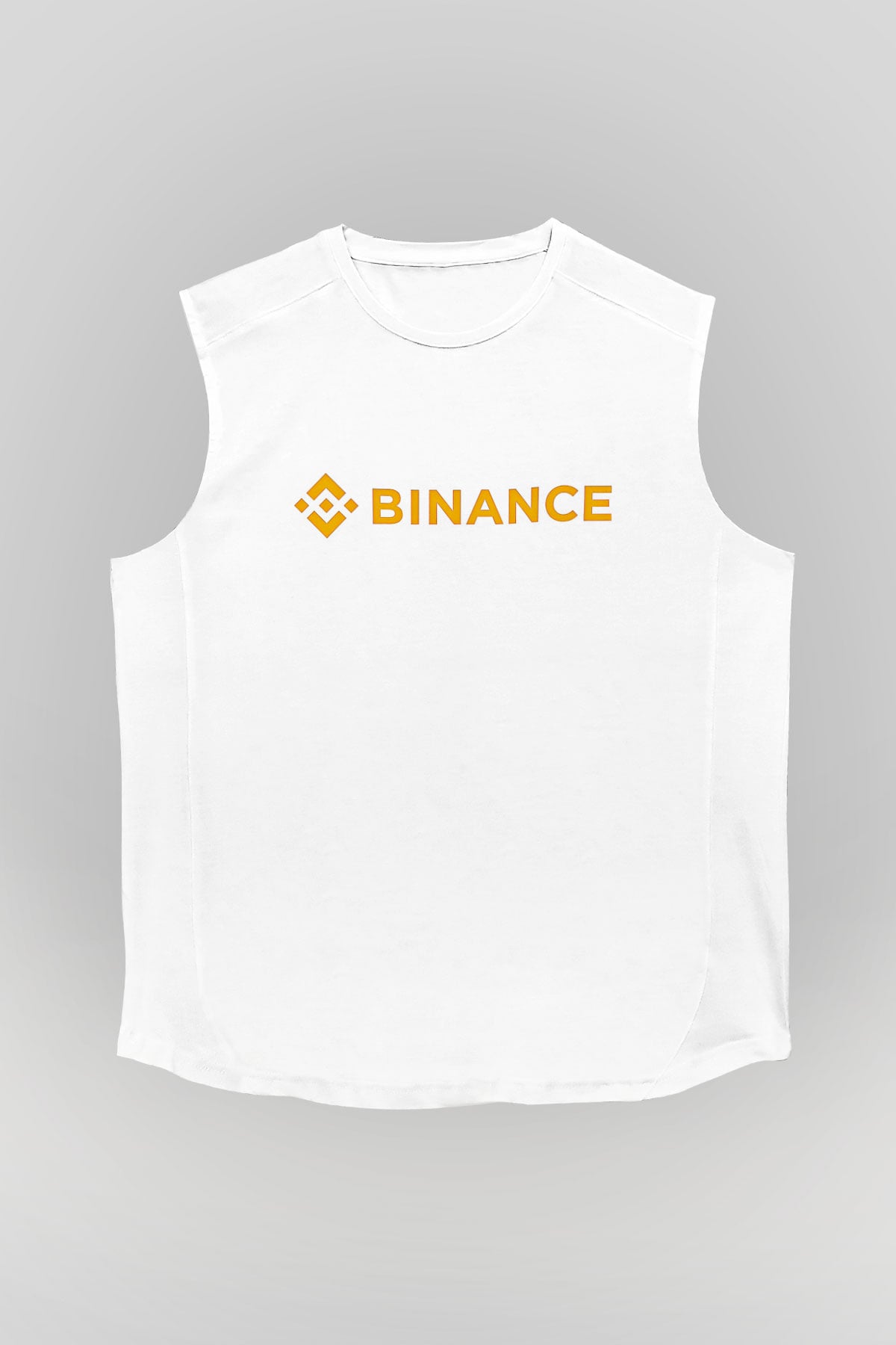 Binance Baskılı Beyaz Unisex Kolsuz Tişört - Tshirt