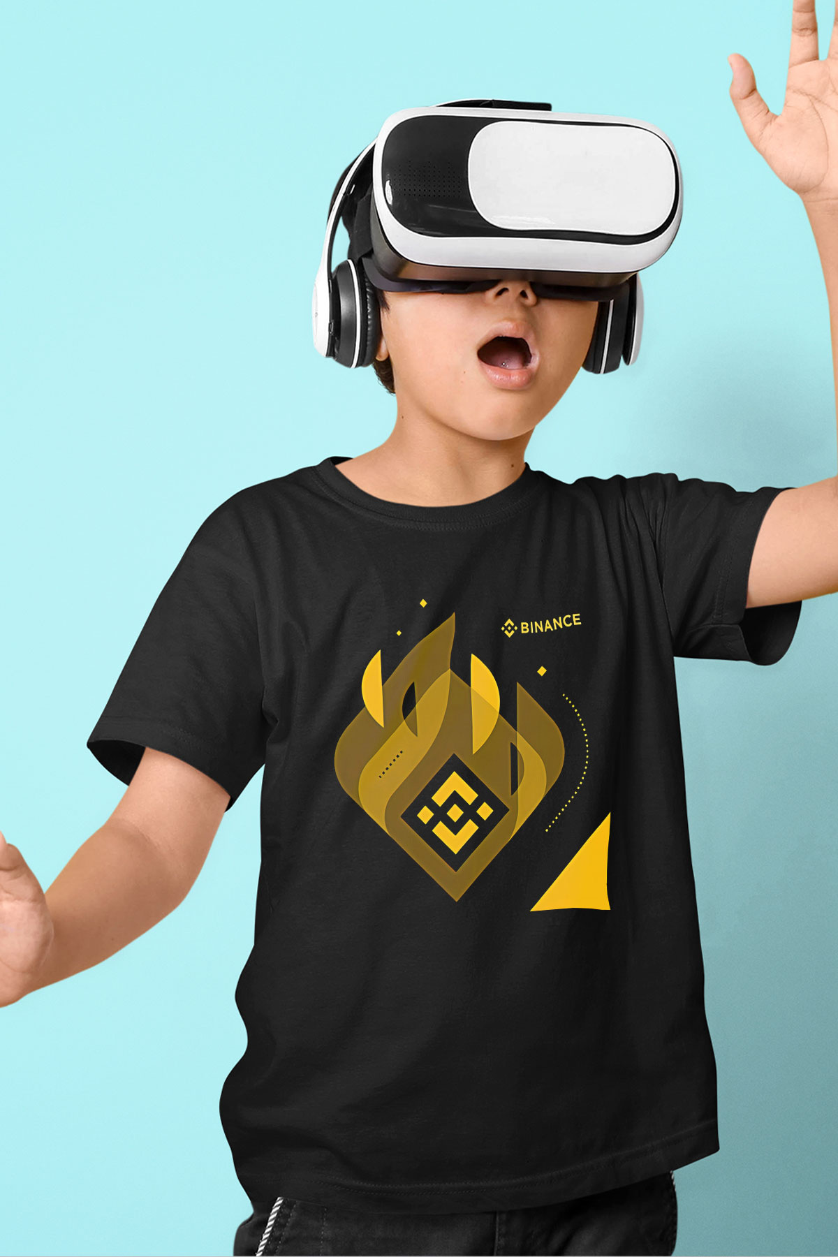 Binance Baskılı Unisex Siyah Çocuk Tişört - Tshirt
