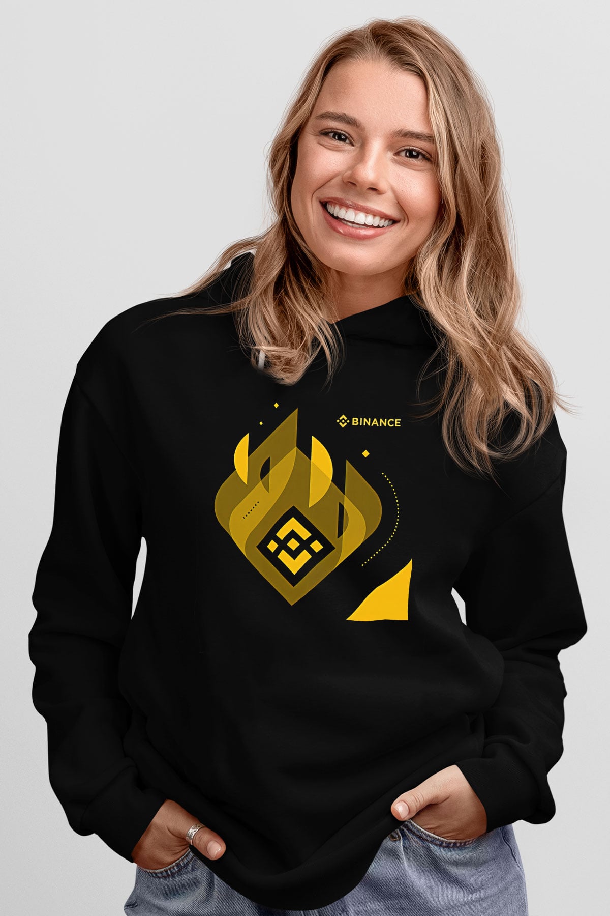 Binance Baskılı Unisex Siyah Hoodie