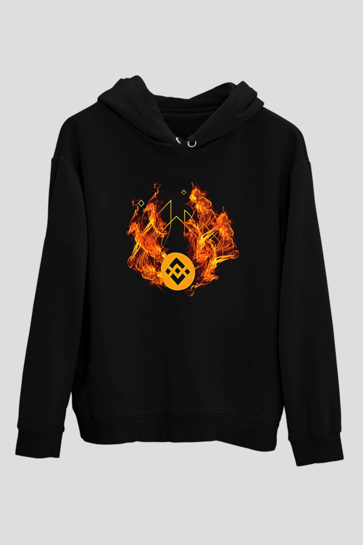 Binance Baskılı Unisex Siyah Hoodie