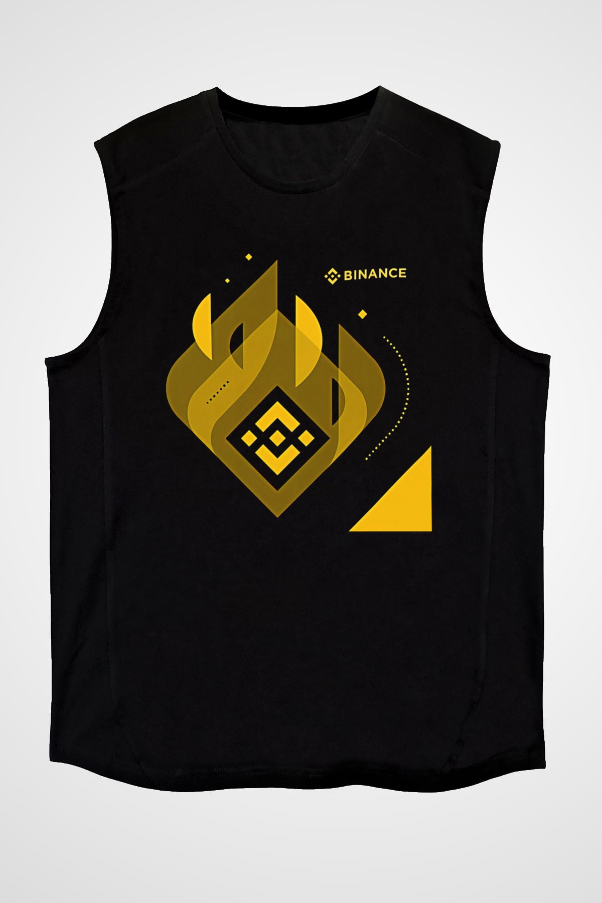 Binance Baskılı Unisex Siyah Kolsuz Tişört - Tshirt