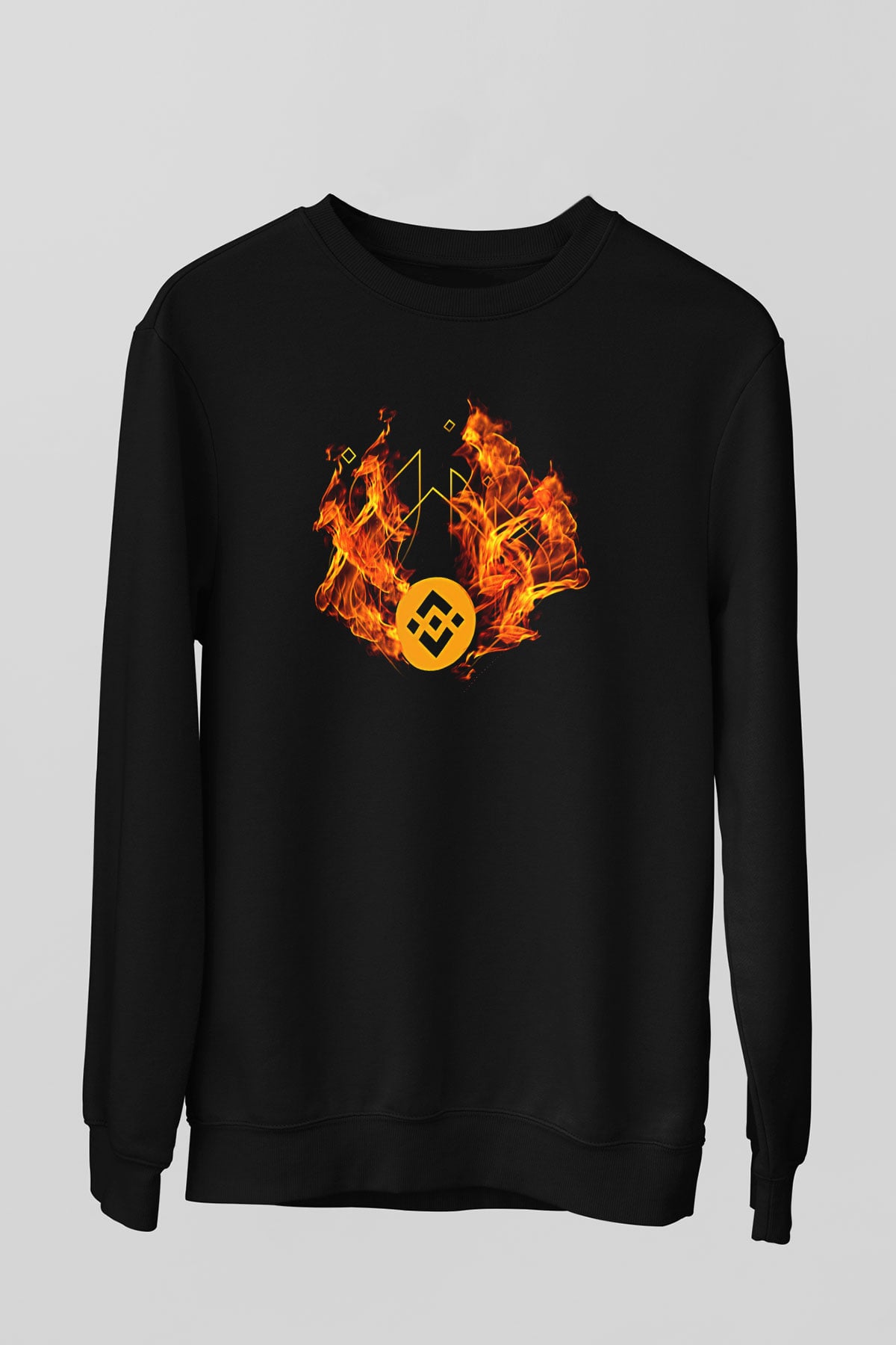 Binance Baskılı Unisex Siyah Sweatshirt