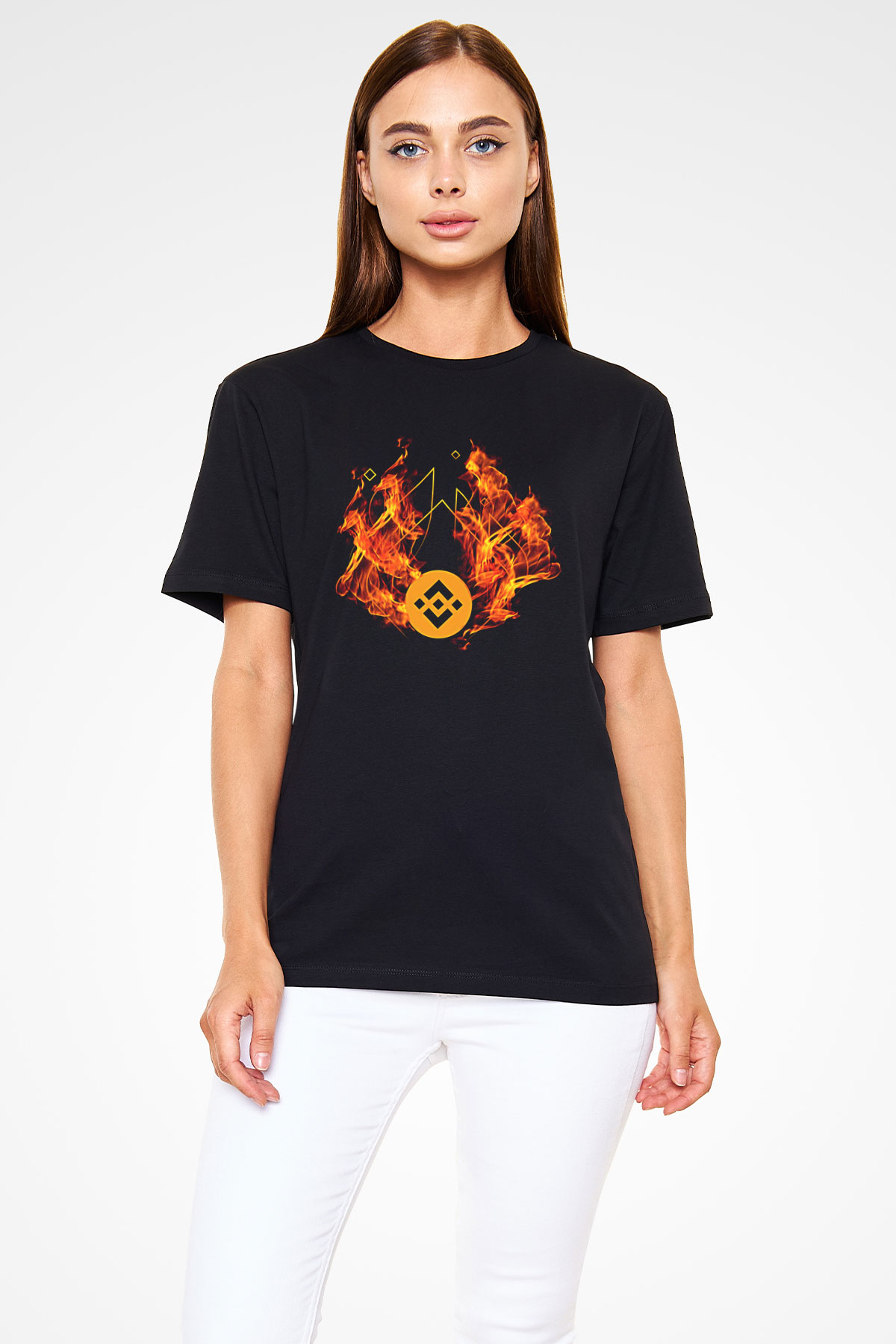 Binance Baskılı Unisex Siyah Tişört - Tshirt