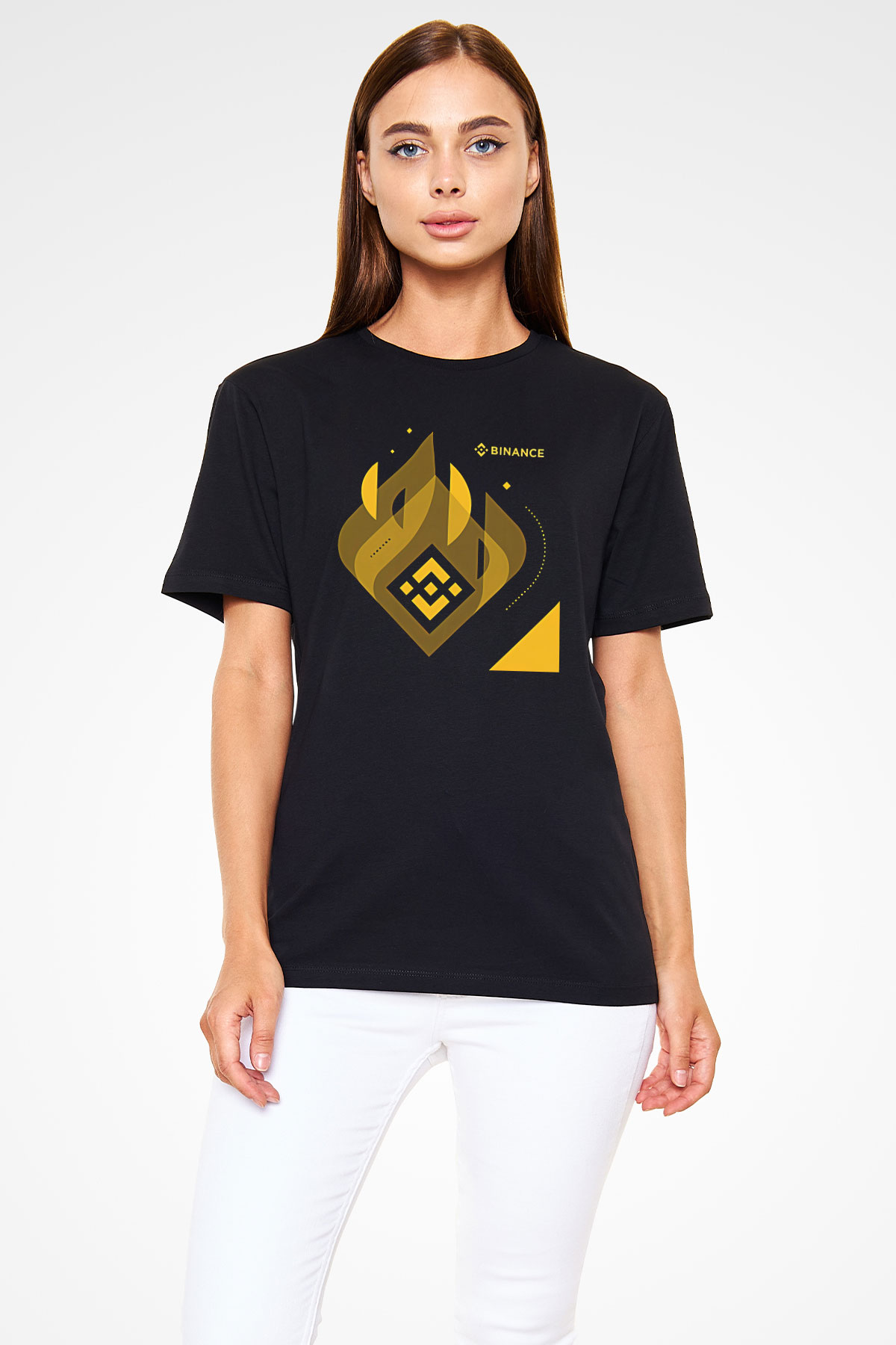 Binance Baskılı Unisex Siyah Tişört - Tshirt