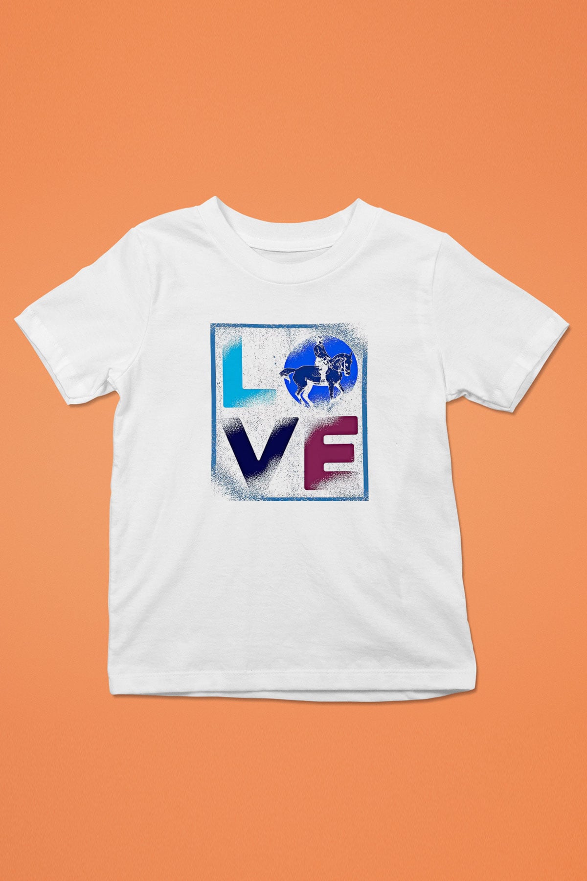 Binicilik Baskılı Unisex Beyaz Çocuk Tişört - Tshirt