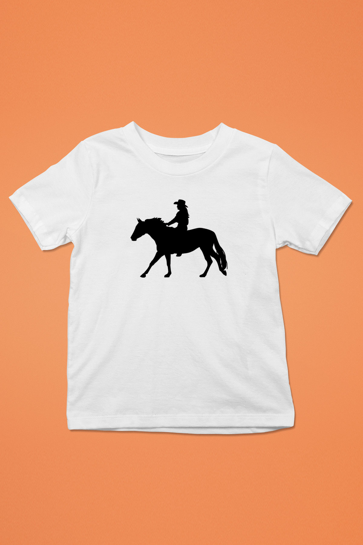 Binicilik Baskılı Unisex Beyaz Çocuk Tişört - Tshirt