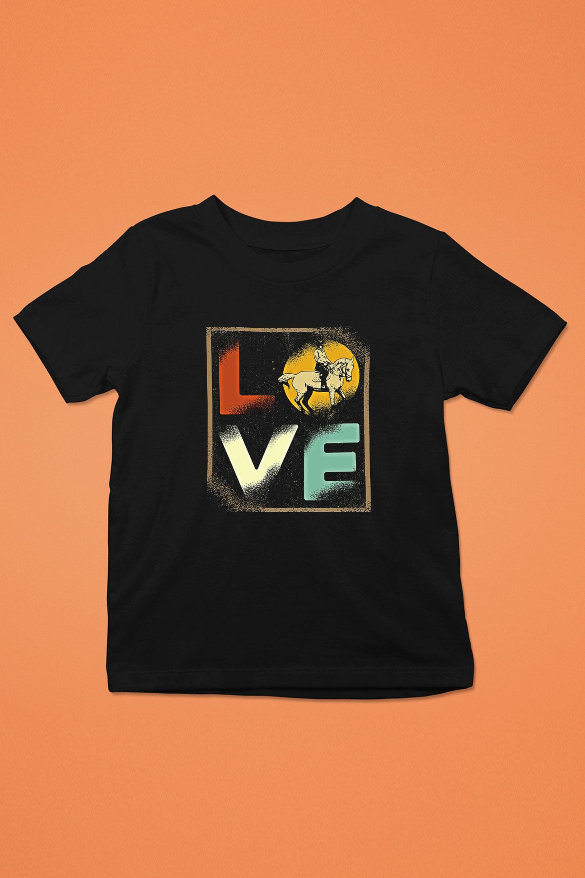Binicilik - Riding Baskılı Unisex Siyah Çocuk Tİşörtü - Tshirt