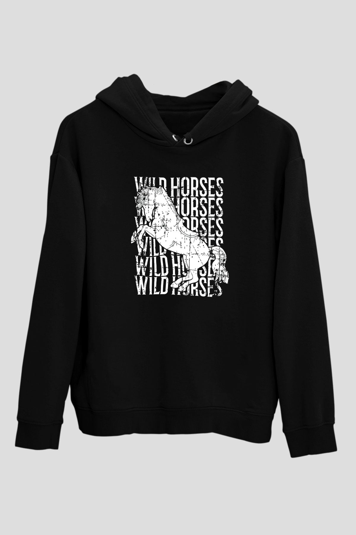 Binicilik - Riding Baskılı Unisex Siyah Hoodie