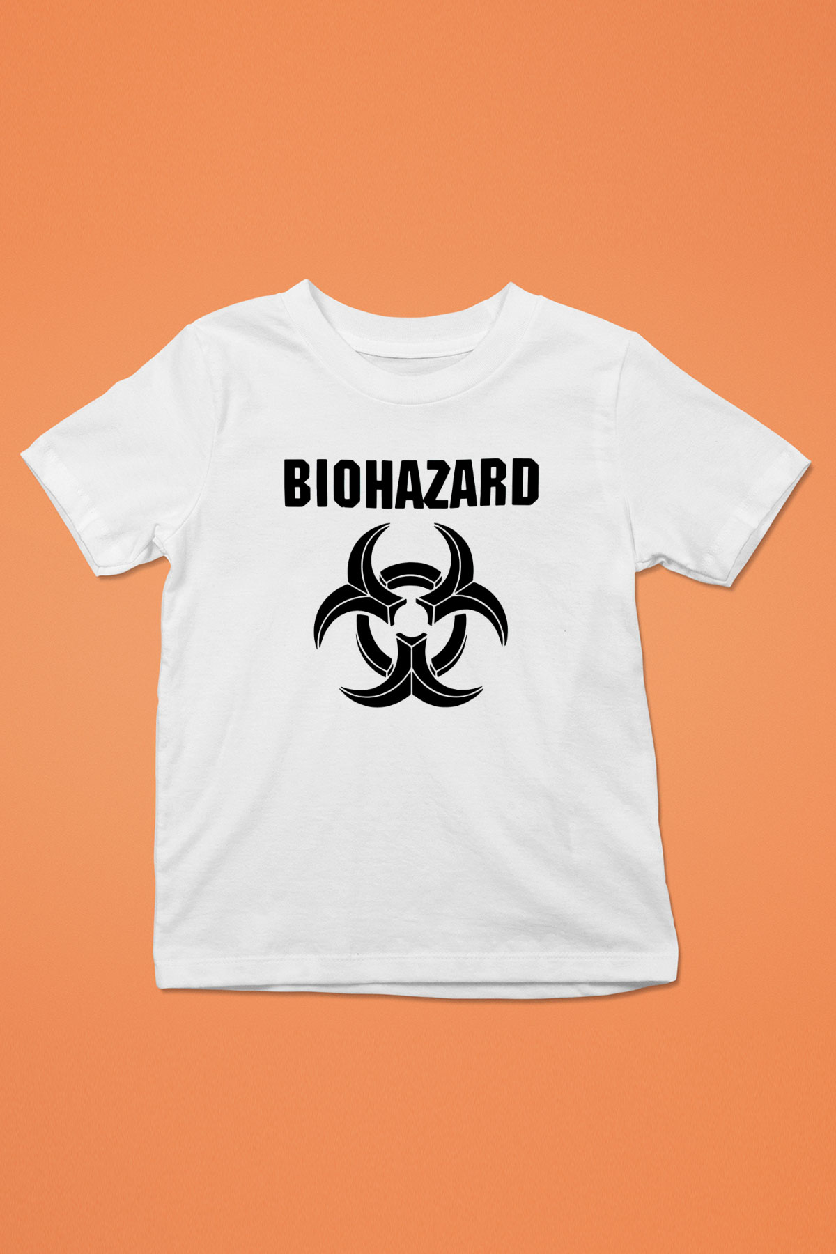 Biohazard Baskılı Beyaz Unisex Çocuk Tişört