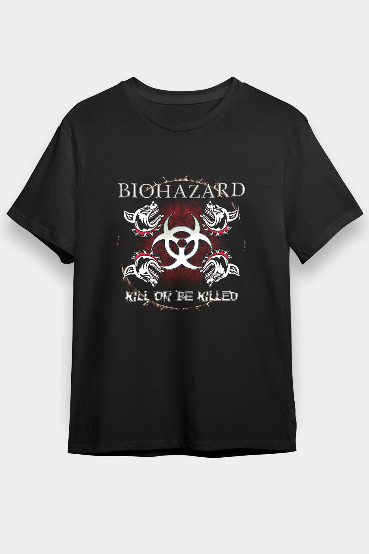 Biohazard Baskılı Unisex Siyah Tişört