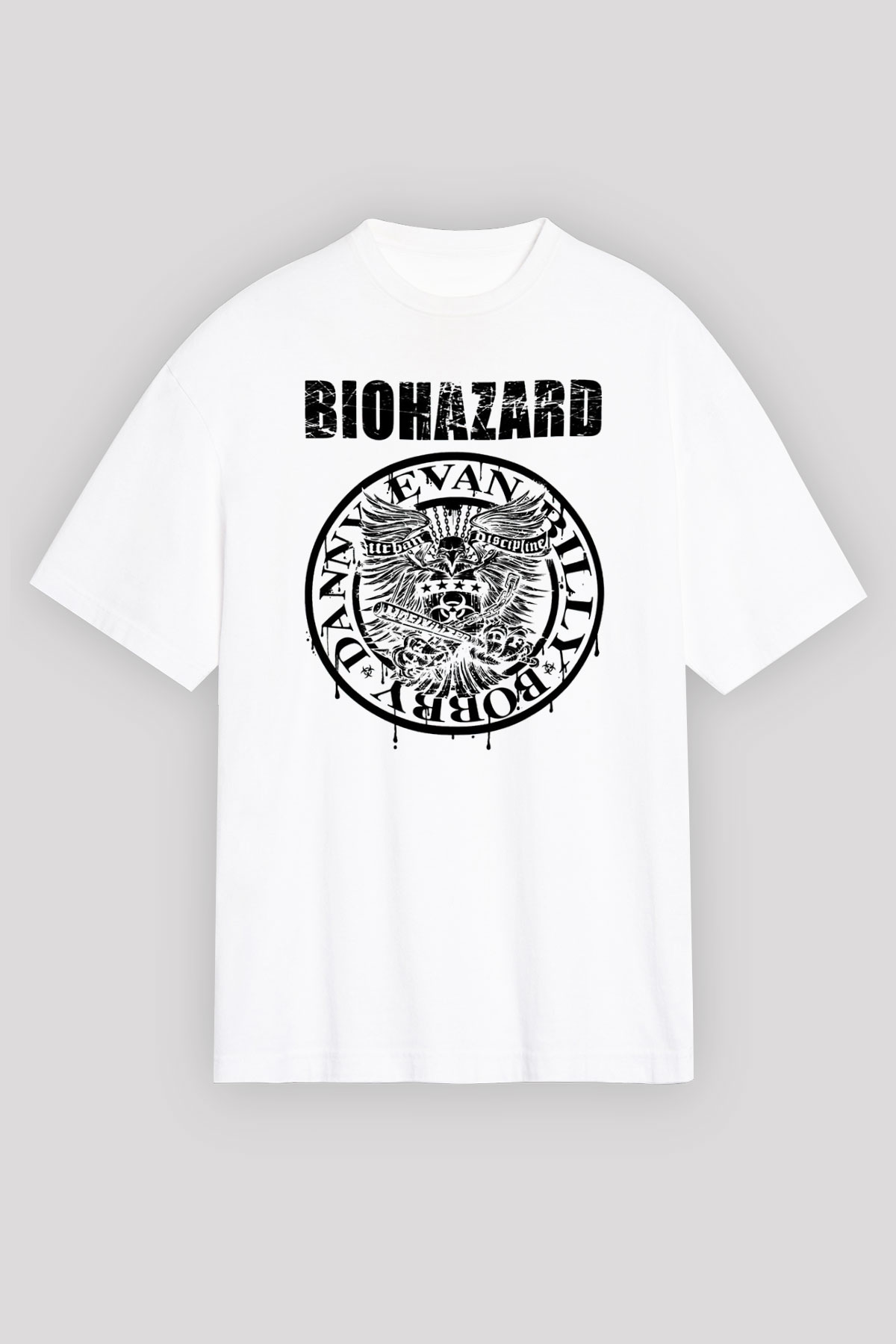 Biohazard Beyaz Unisex Oversize Tişört T-Shirt