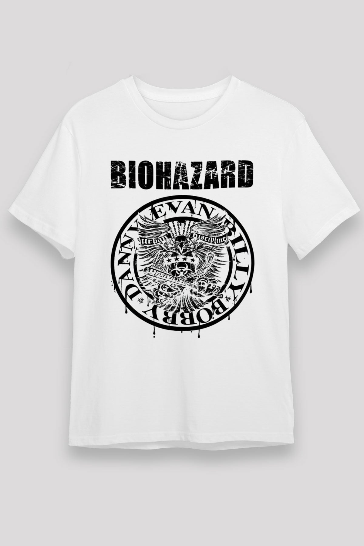 Biohazard Beyaz Unisex Tişört T-Shirt - TişörtFabrikası