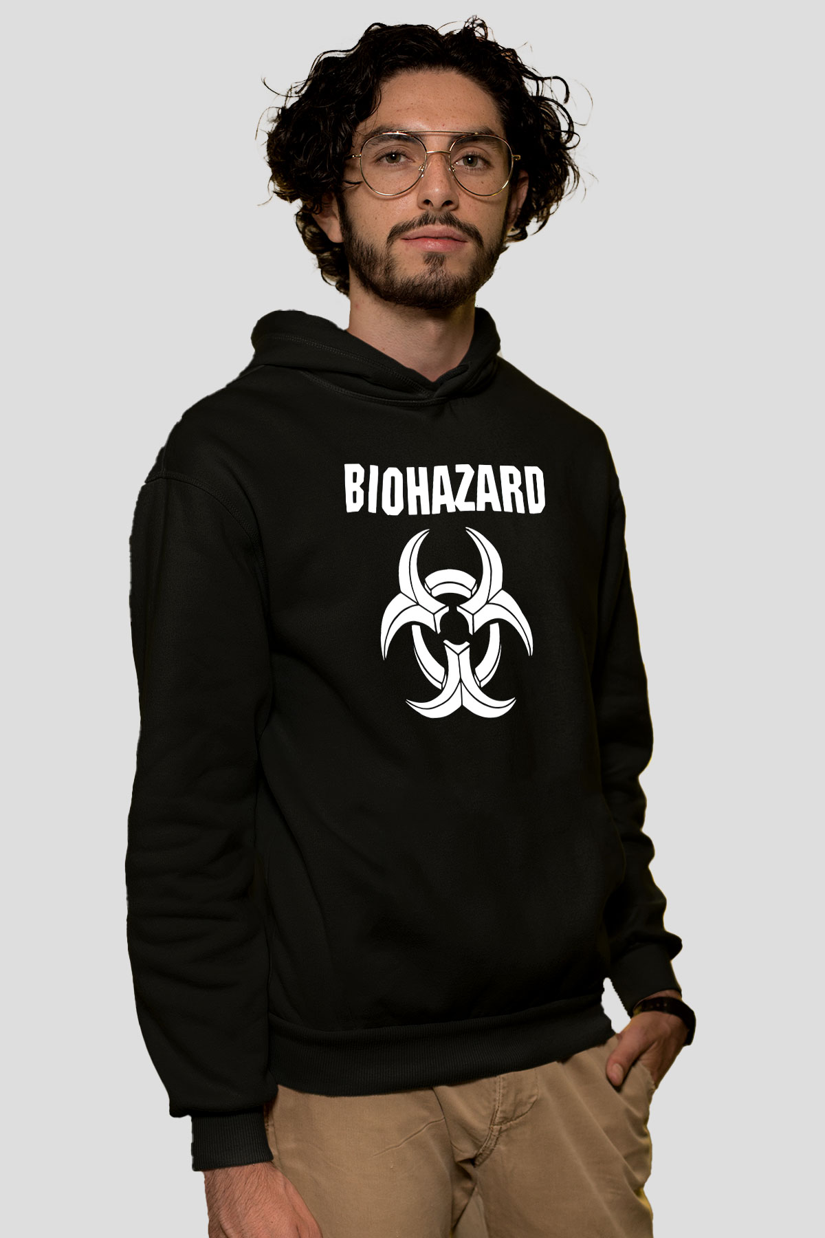 Biohazard Siyah Unisex Kapüşonlu Sweatshirt