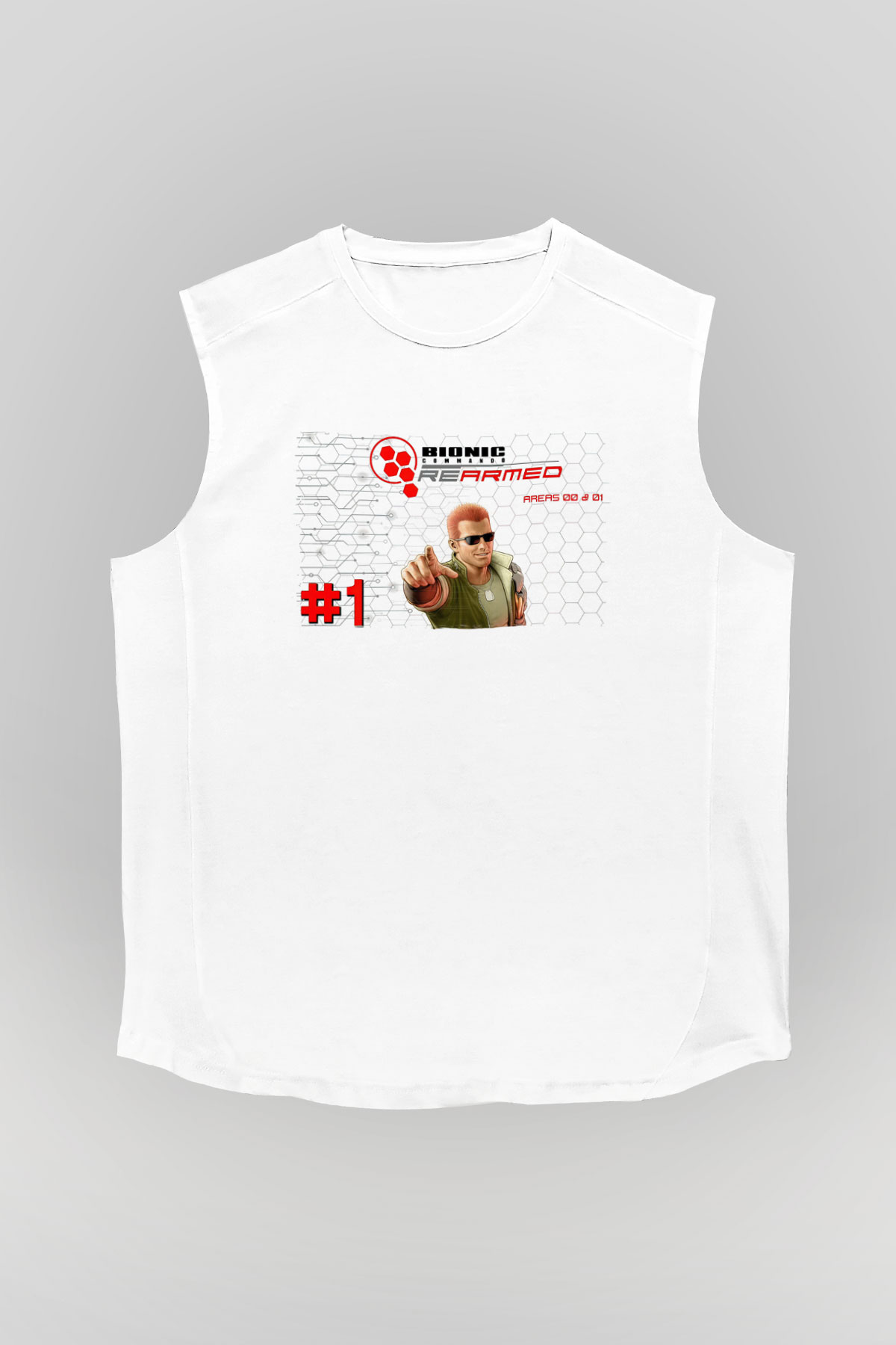 Bionic Commando Beyaz Unisex Kolsuz Tişört