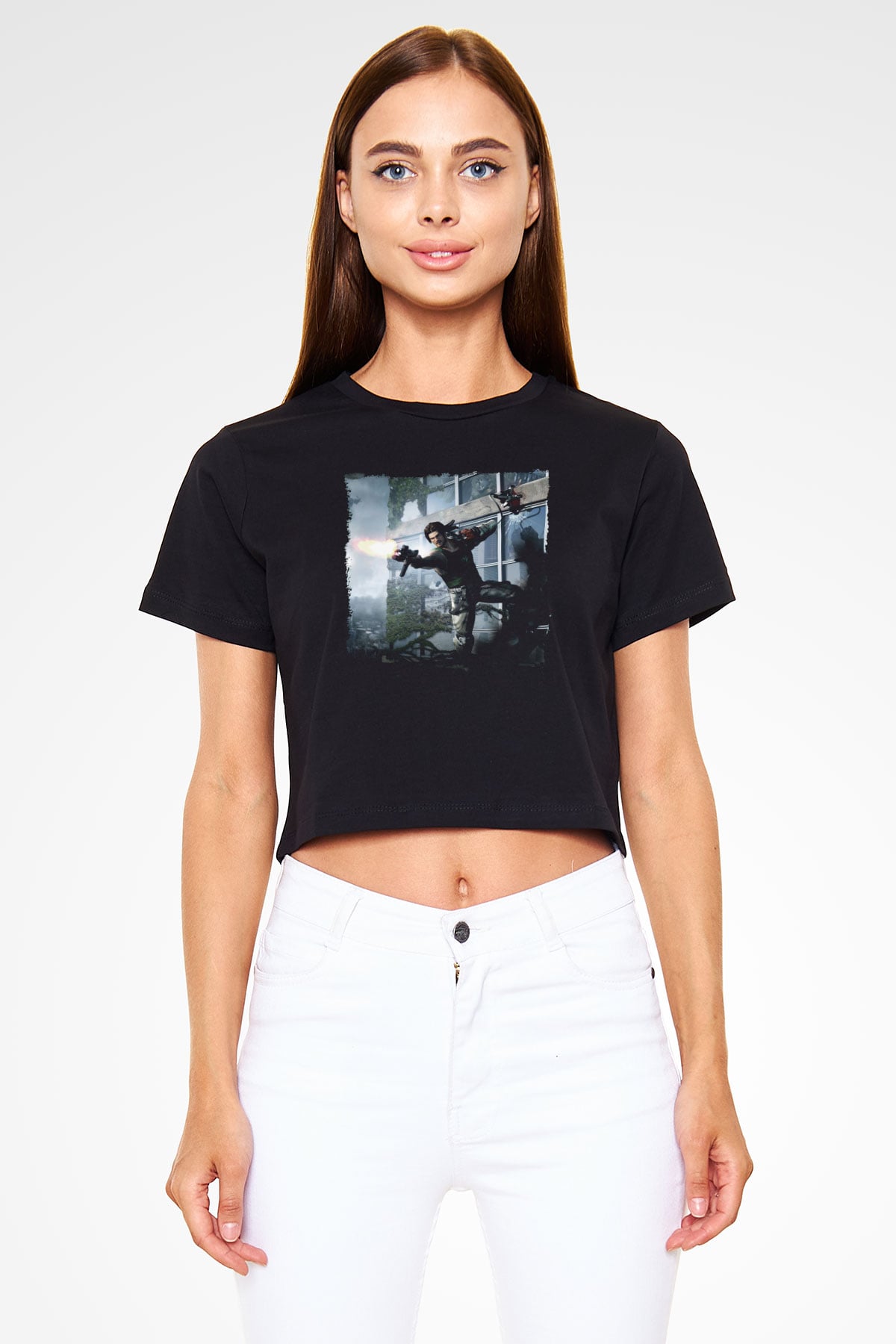 Bionic Commando Siyah  Crop Top Tişört