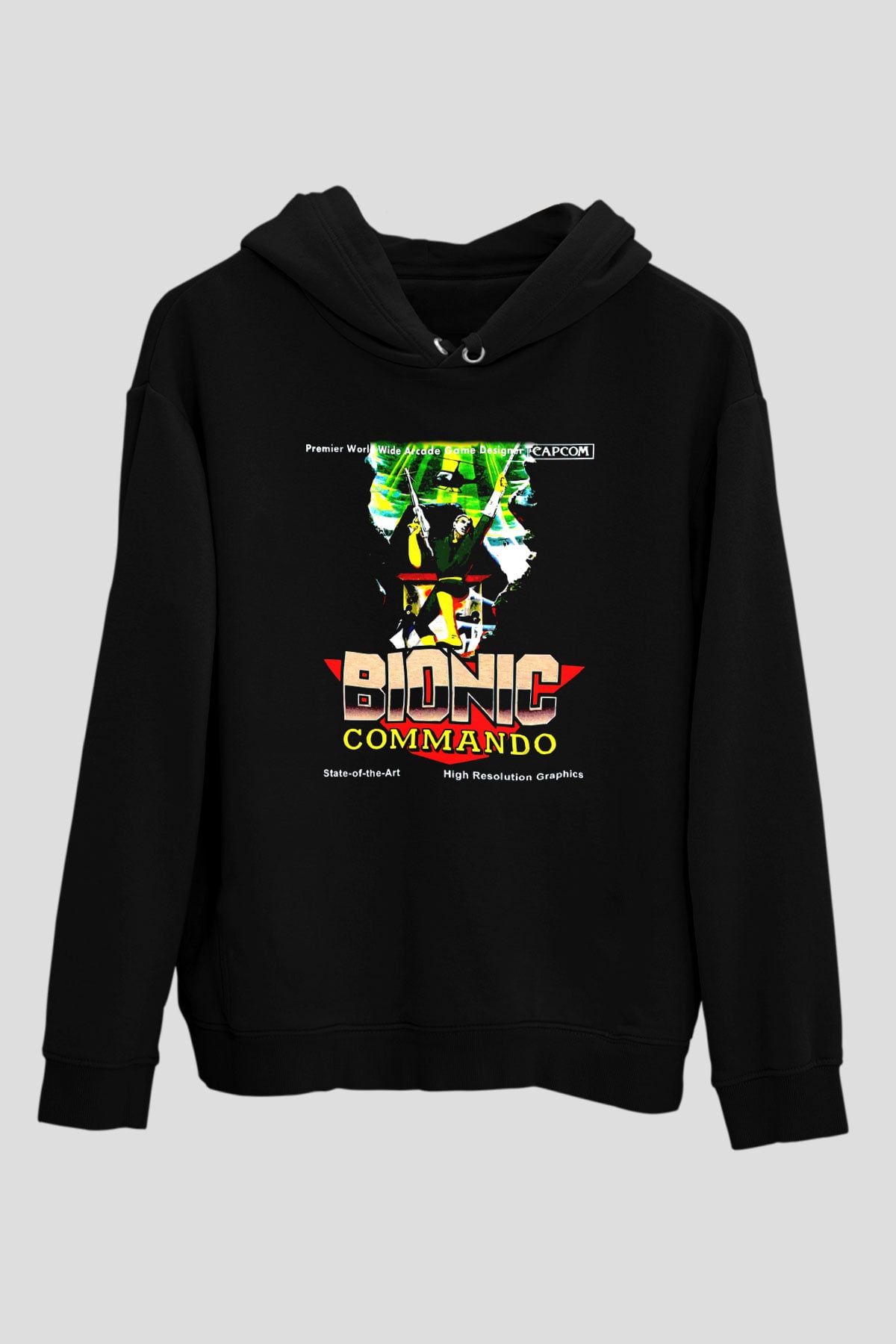 Bionic Commando Siyah Unisex Hoodie