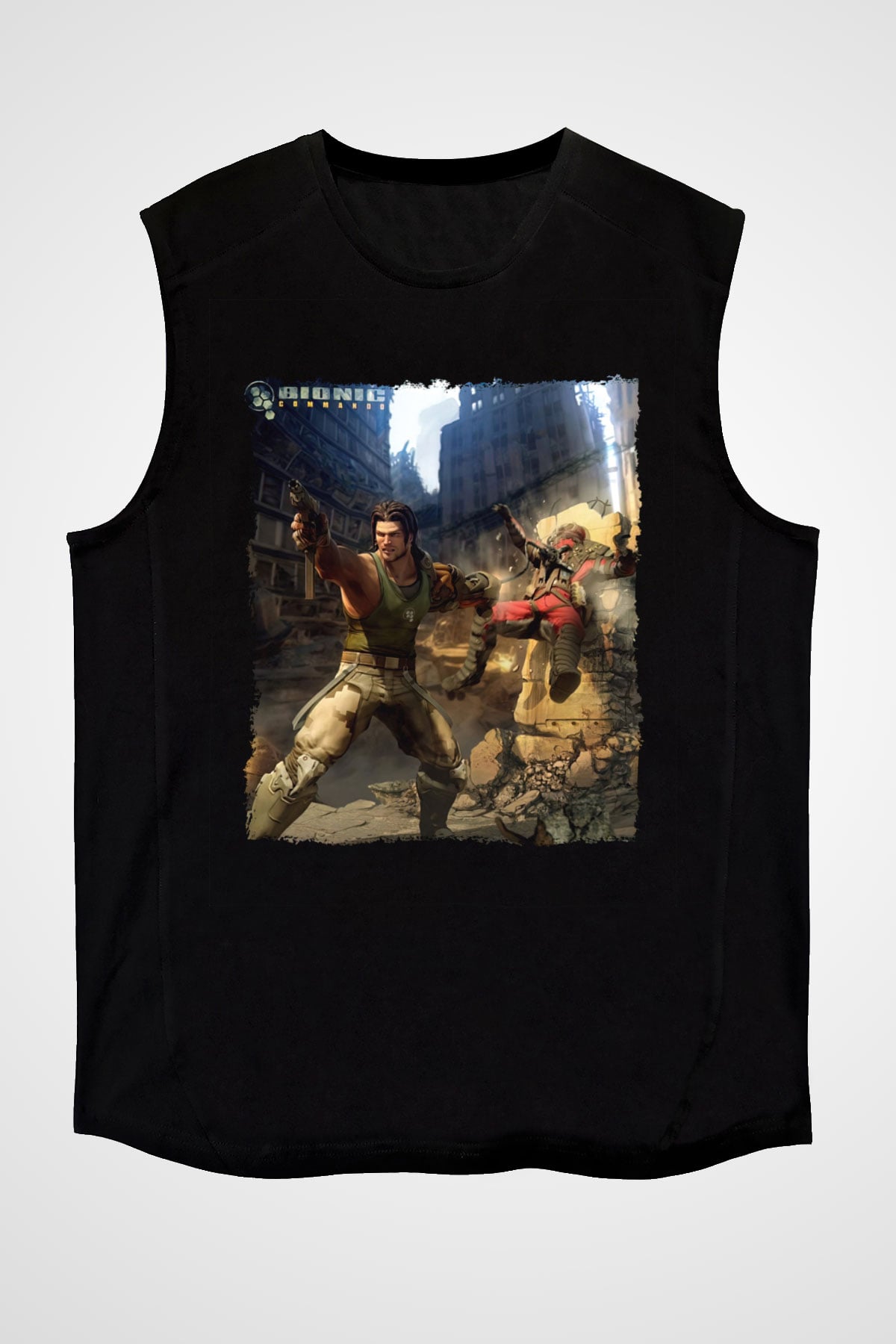Bionic Commando Siyah Unisex Kolsuz Tişört