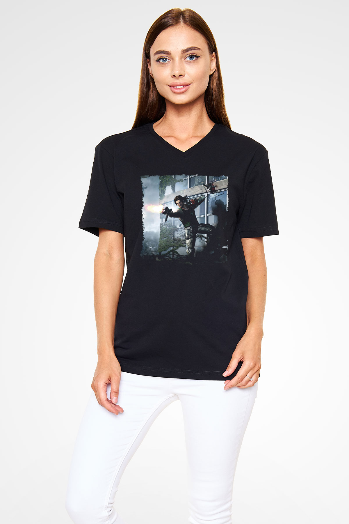 Bionic Commando Siyah Unisex V Yaka Tişört