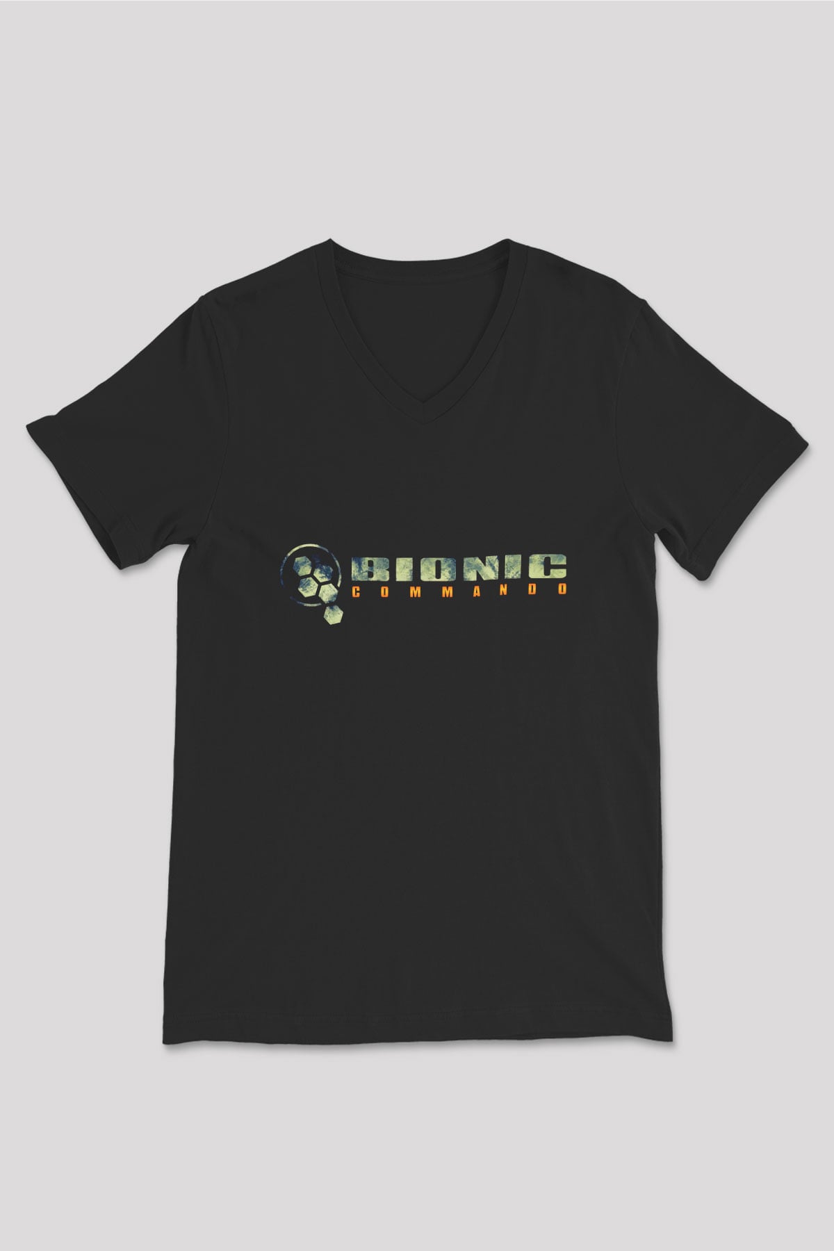Bionic Commando Siyah Unisex V Yaka Tişört T-Shirt