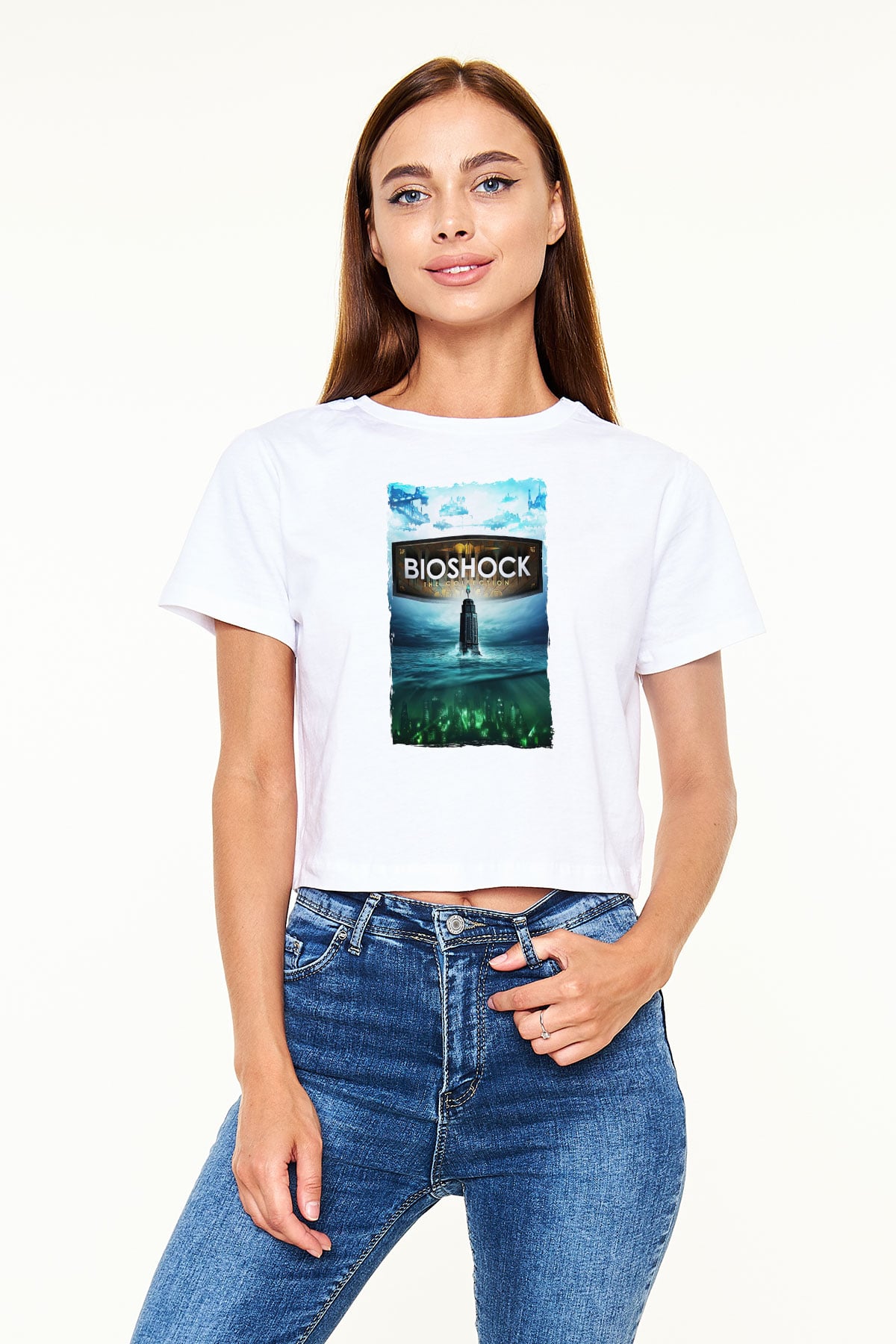 BioShock Beyaz  Crop Top Tişört