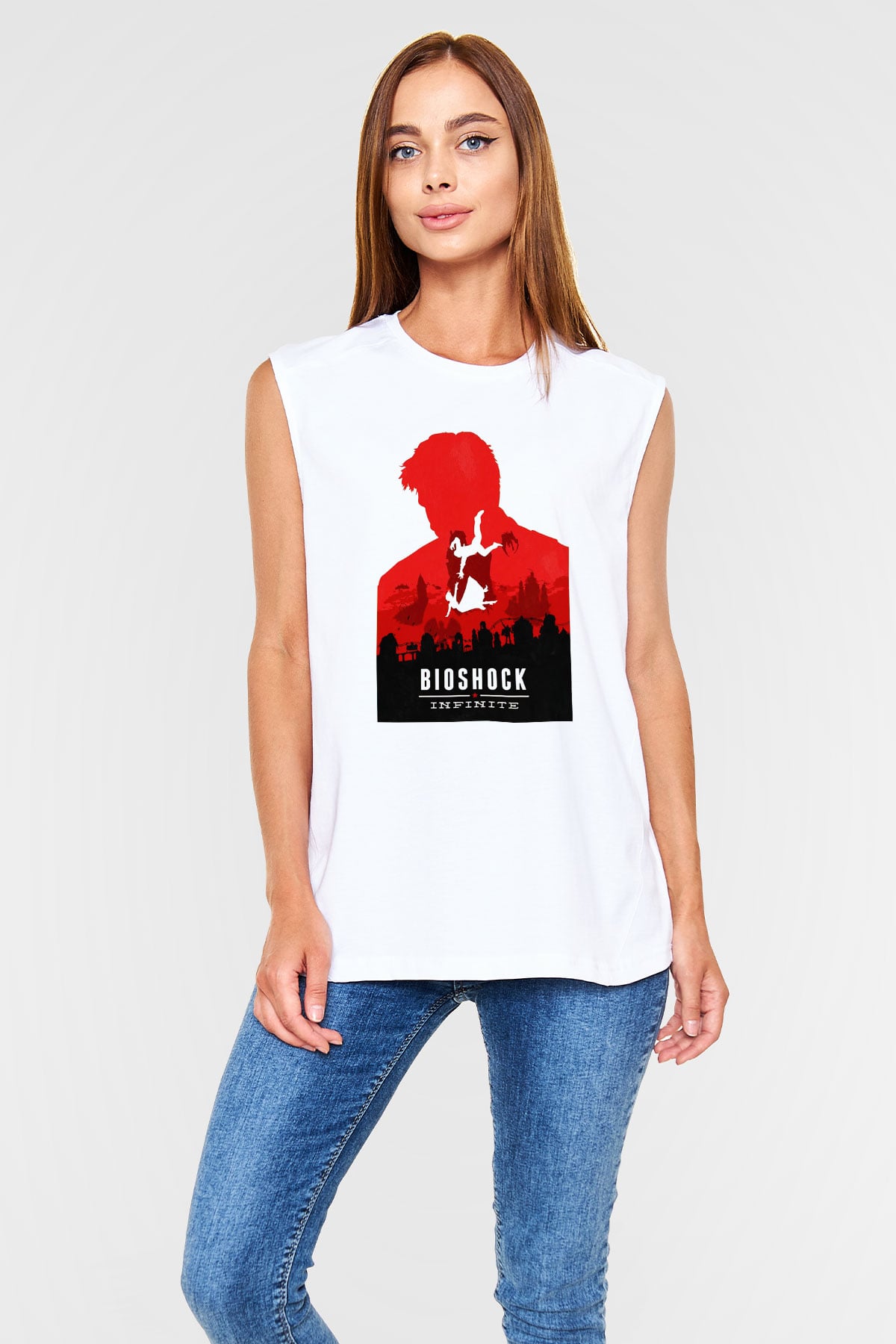 BioShock Beyaz Unisex Kolsuz Tişört