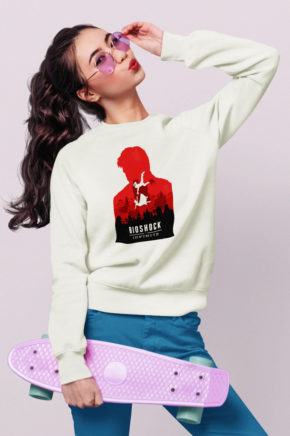 BioShock Beyaz Unisex Sweatshirt