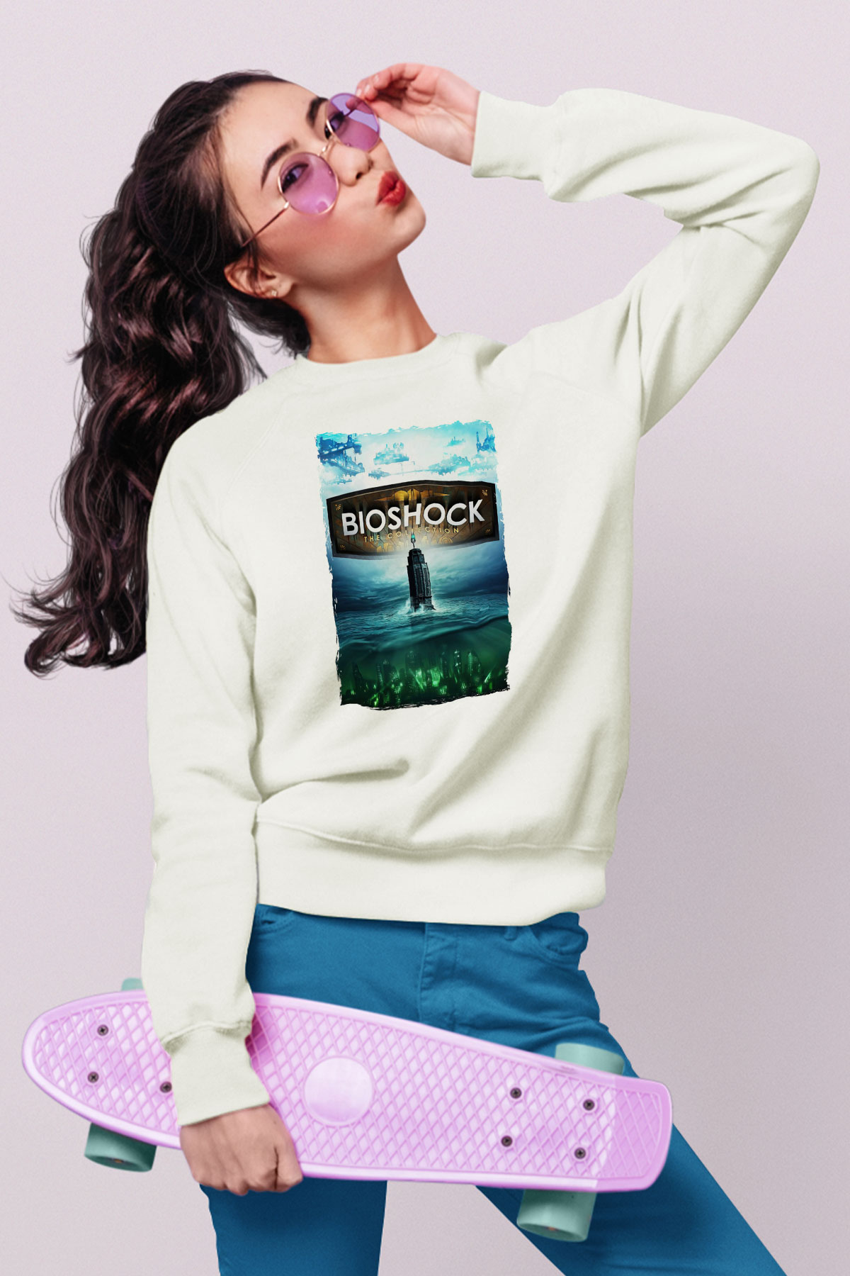 BioShock Beyaz Unisex Sweatshirt