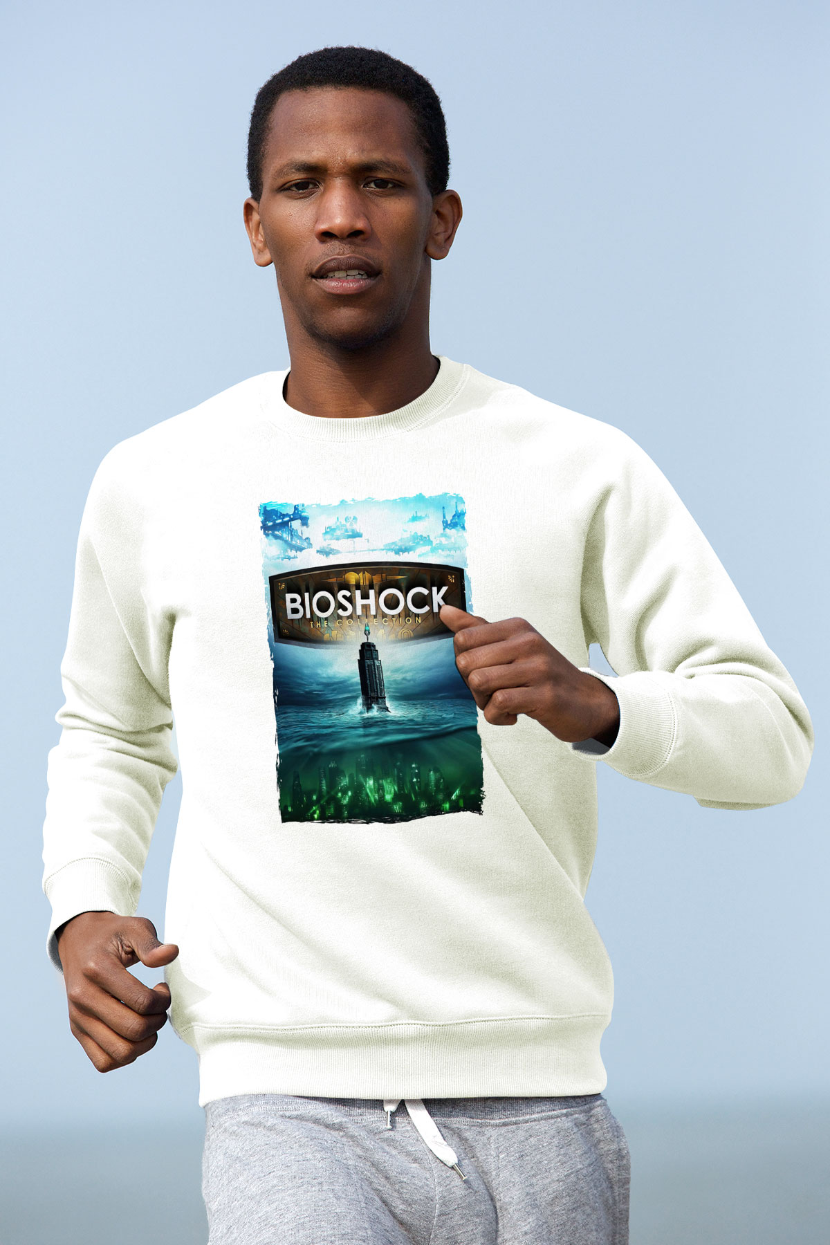 BioShock Beyaz Unisex Sweatshirt