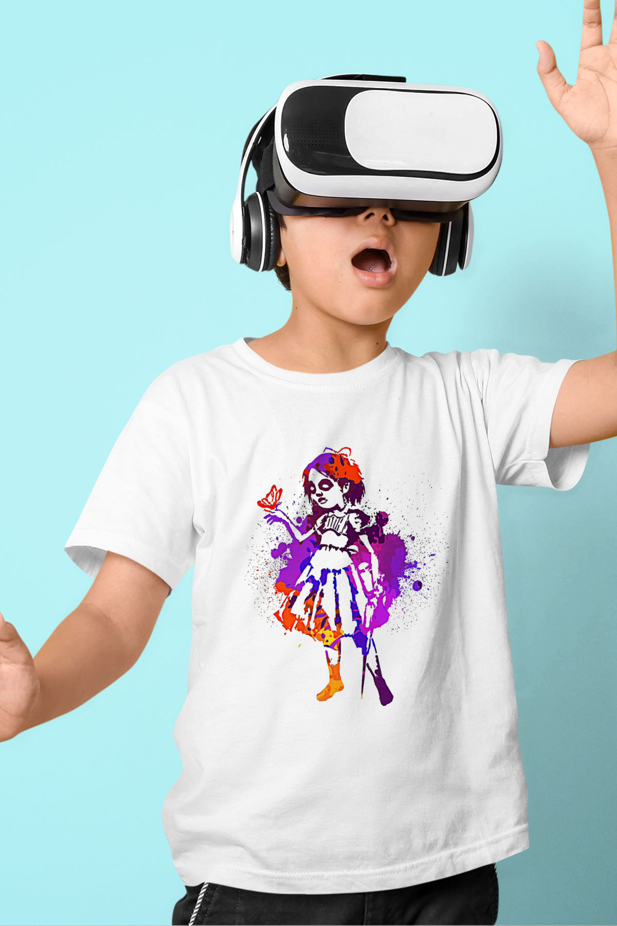 Bioshock James Baskılı Beyaz Unisex Beyaz Çocuk Tişört - Tshirt