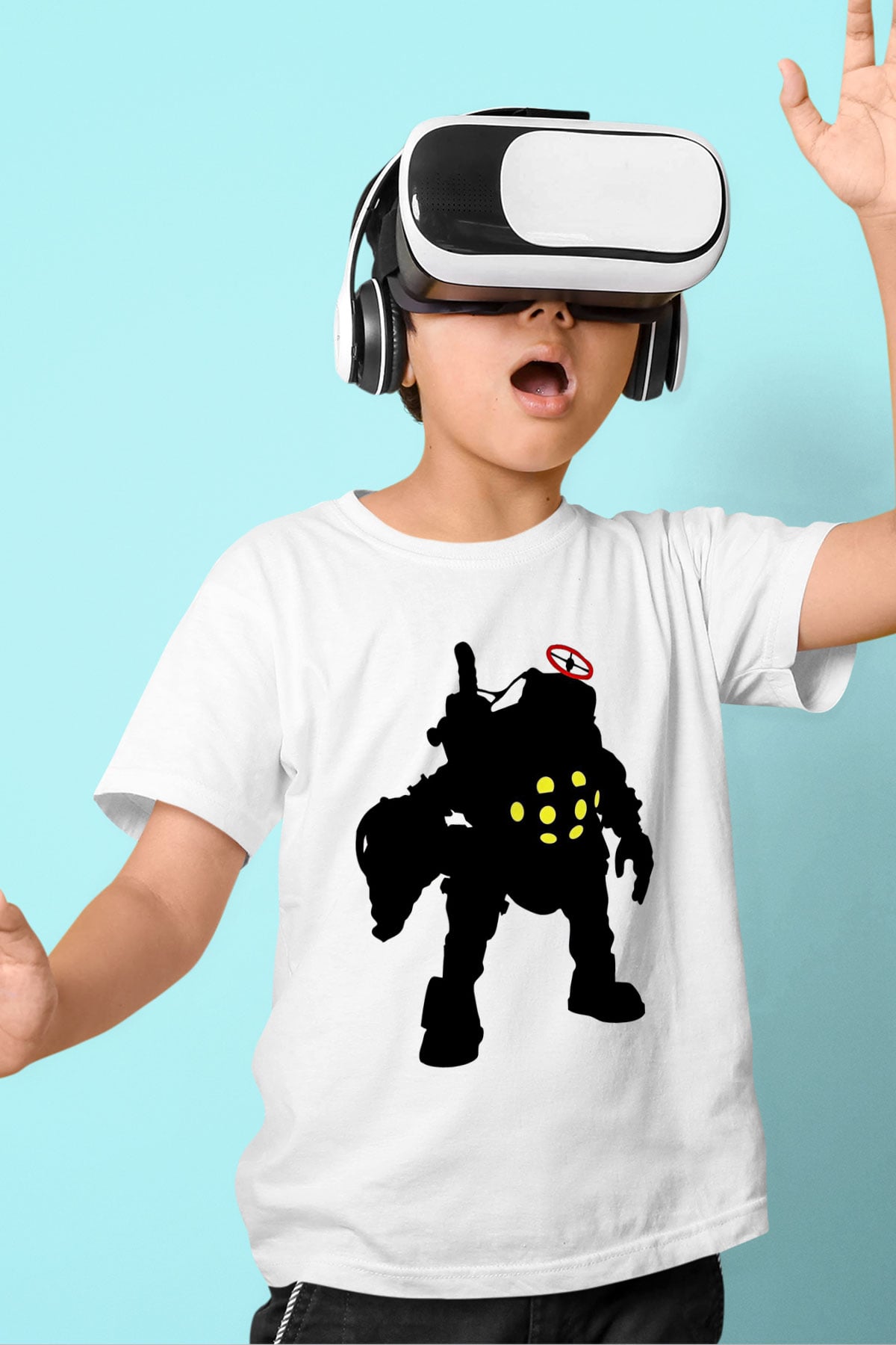 Bioshock James Baskılı Beyaz Unisex Beyaz Çocuk Tişört - Tshirt