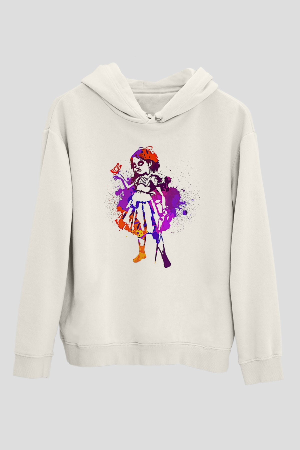 Bioshock James Baskılı Beyaz Unisex Kapüşonlu Sweatshirt