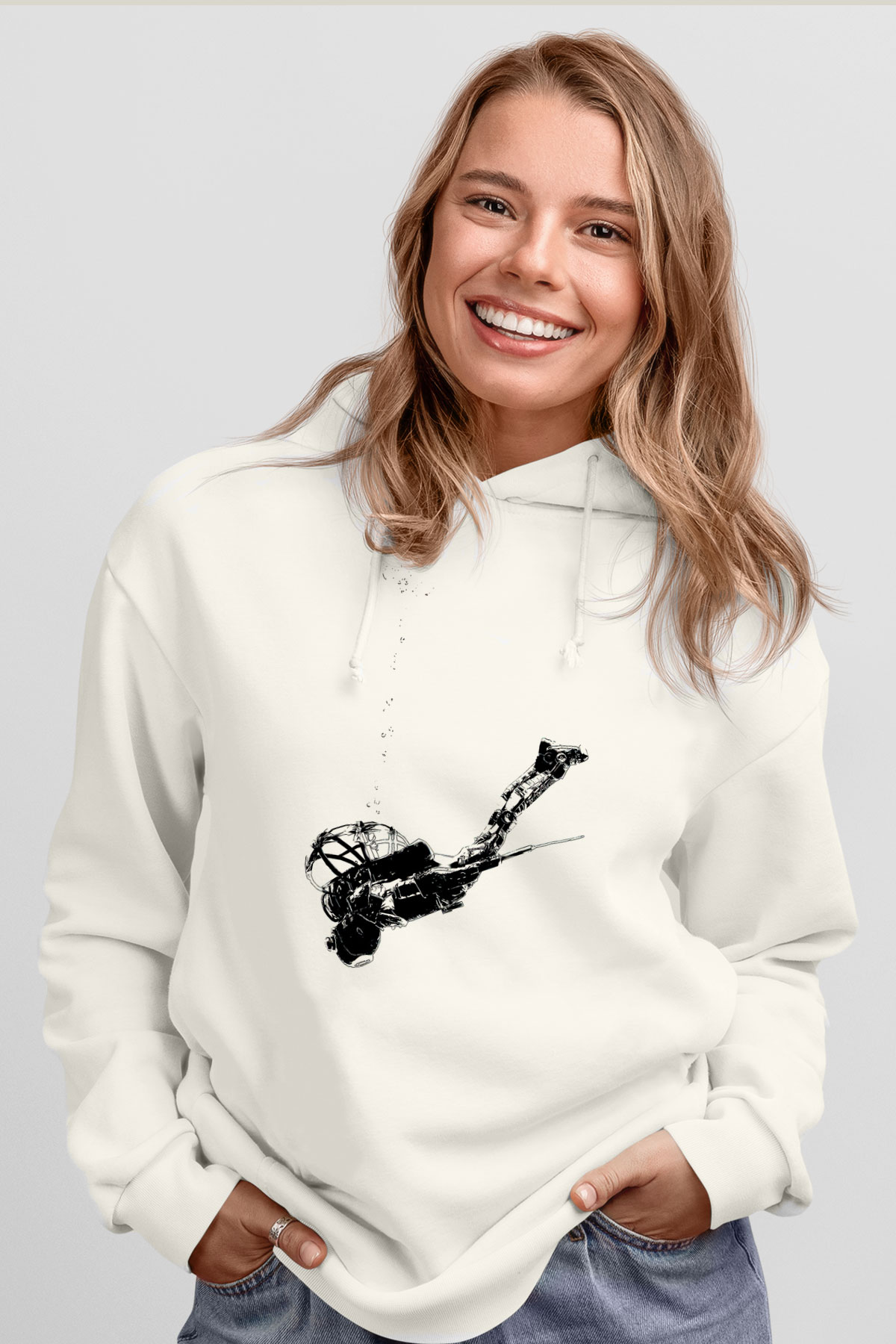 Bioshock James Baskılı Beyaz Unisex Kapüşonlu Sweatshirt