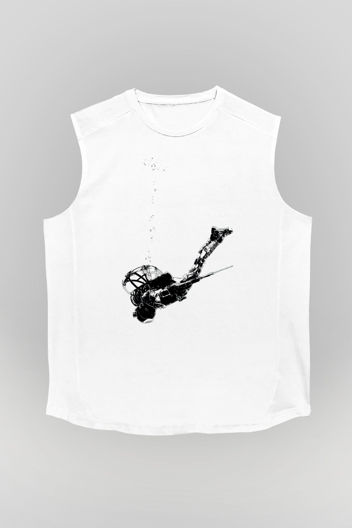 Bioshock James Baskılı Beyaz Unisex Kolsuz Tişört - Tshirt