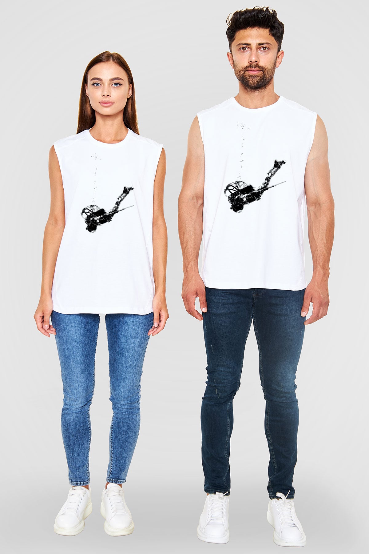 Bioshock James Baskılı Beyaz Unisex Kolsuz Tişört - Tshirt