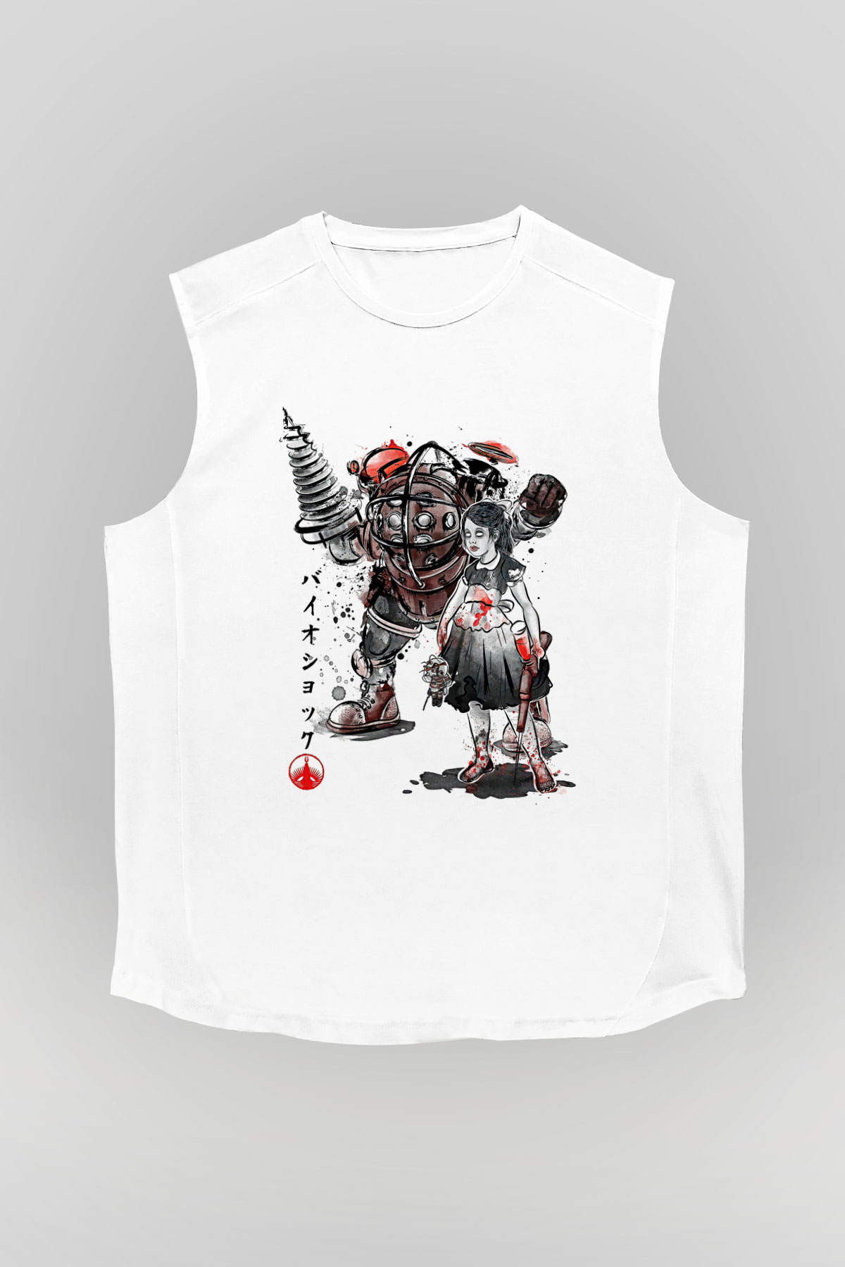 Bioshock James Baskılı Beyaz Unisex Kolsuz Tişört - Tshirt
