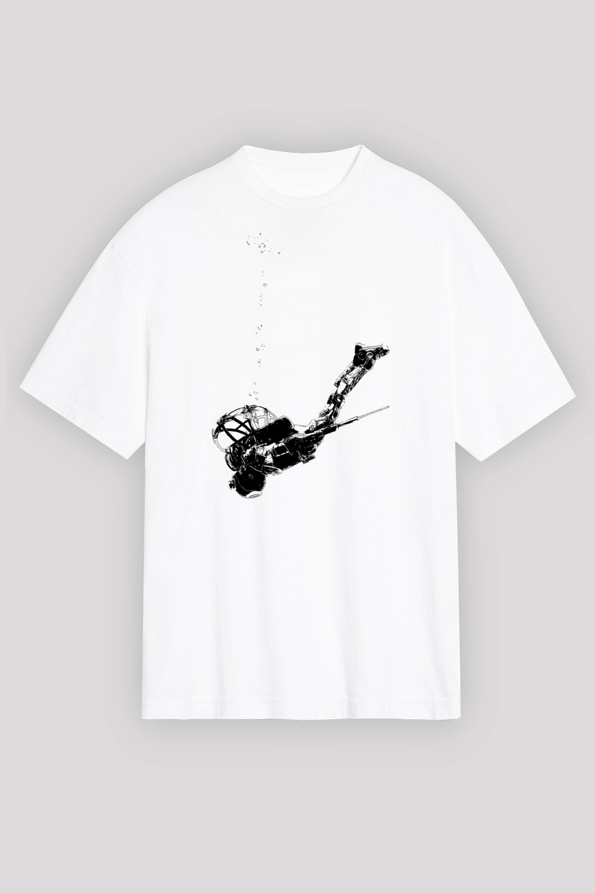 Bioshock James Baskılı Beyaz Unisex Oversize Tişört - Tshirt