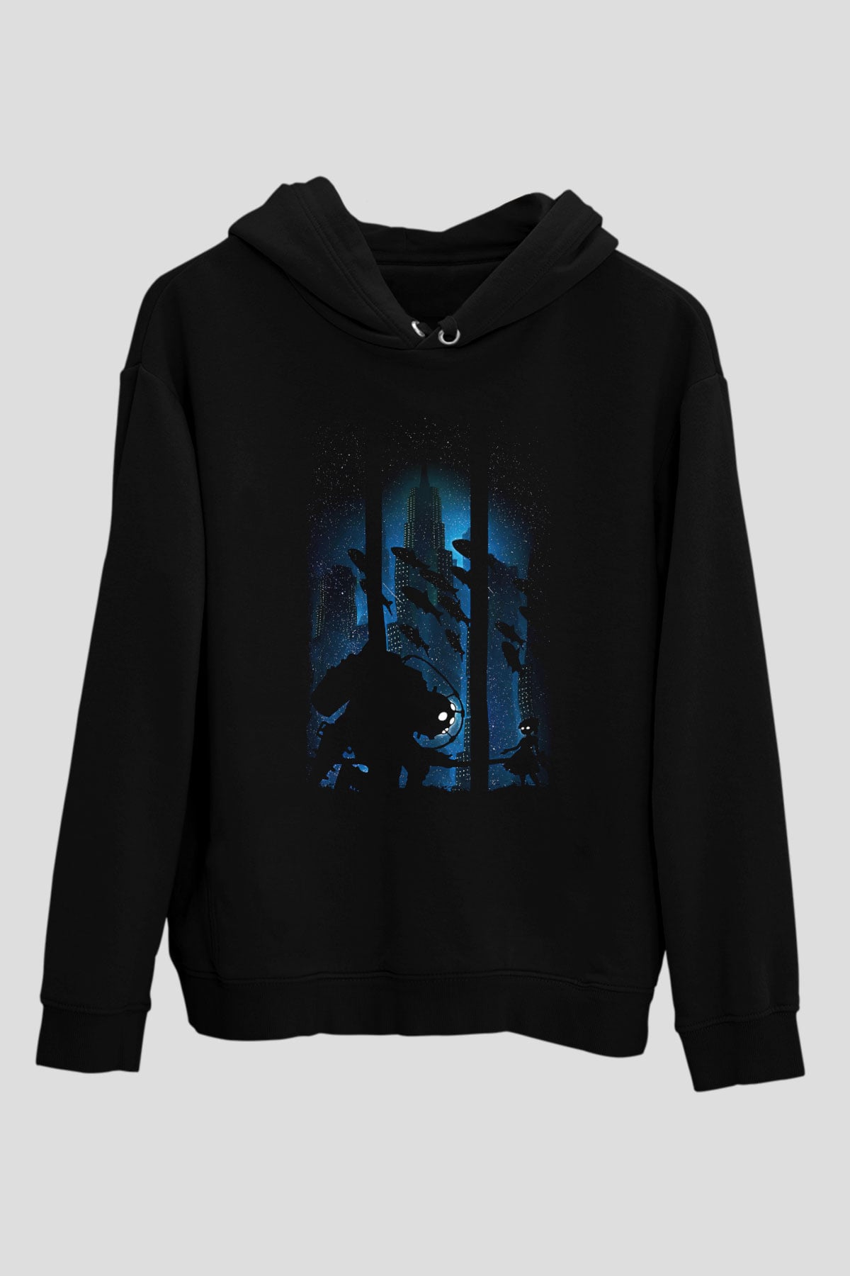 Bioshock James Baskılı Unisex Siyah Kapüşonlu Sweatshirt