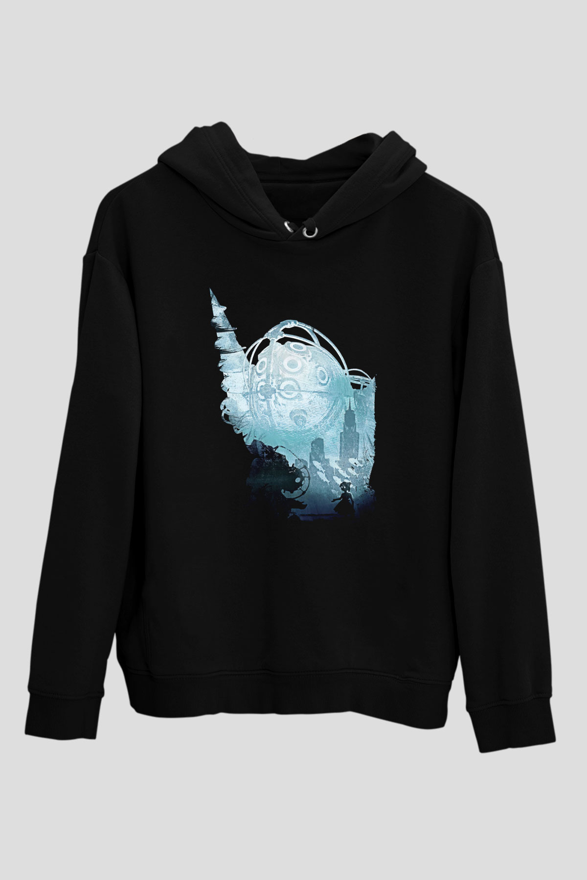 Bioshock James Baskılı Unisex Siyah Kapüşonlu Sweatshirt