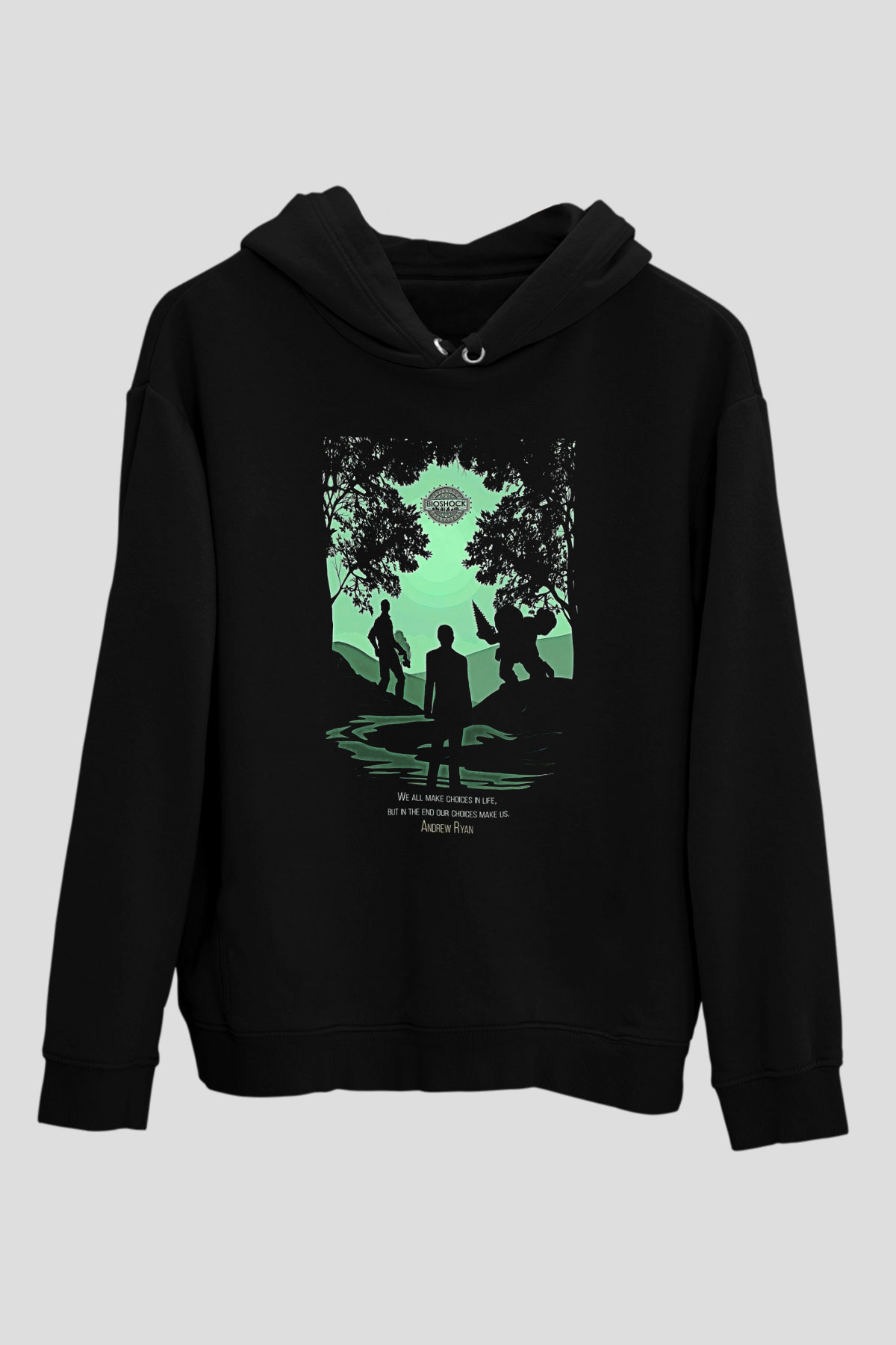 Bioshock James Baskılı Unisex Siyah Kapüşonlu Sweatshirt