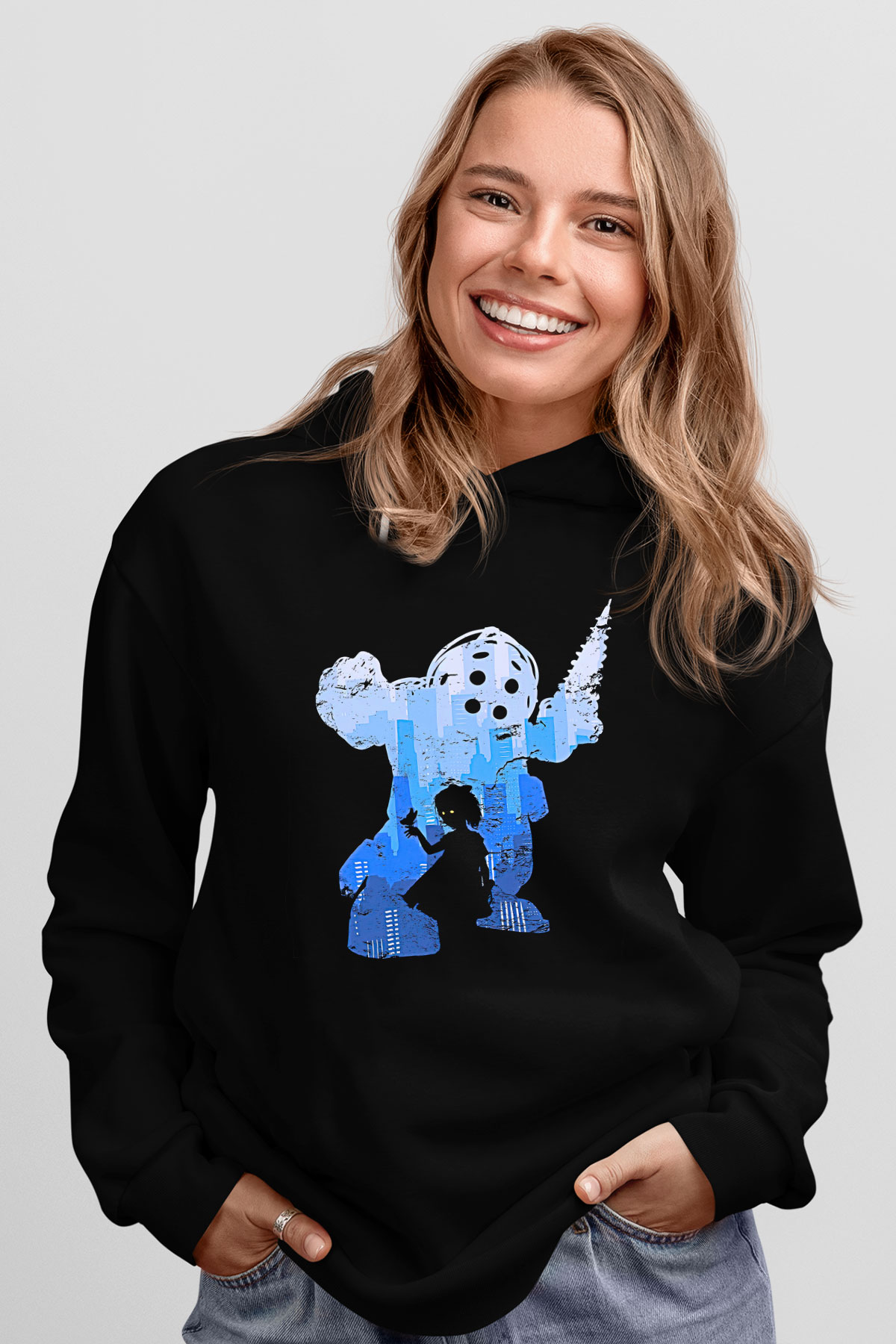 Bioshock James Baskılı Unisex Siyah Kapüşonlu Sweatshirt
