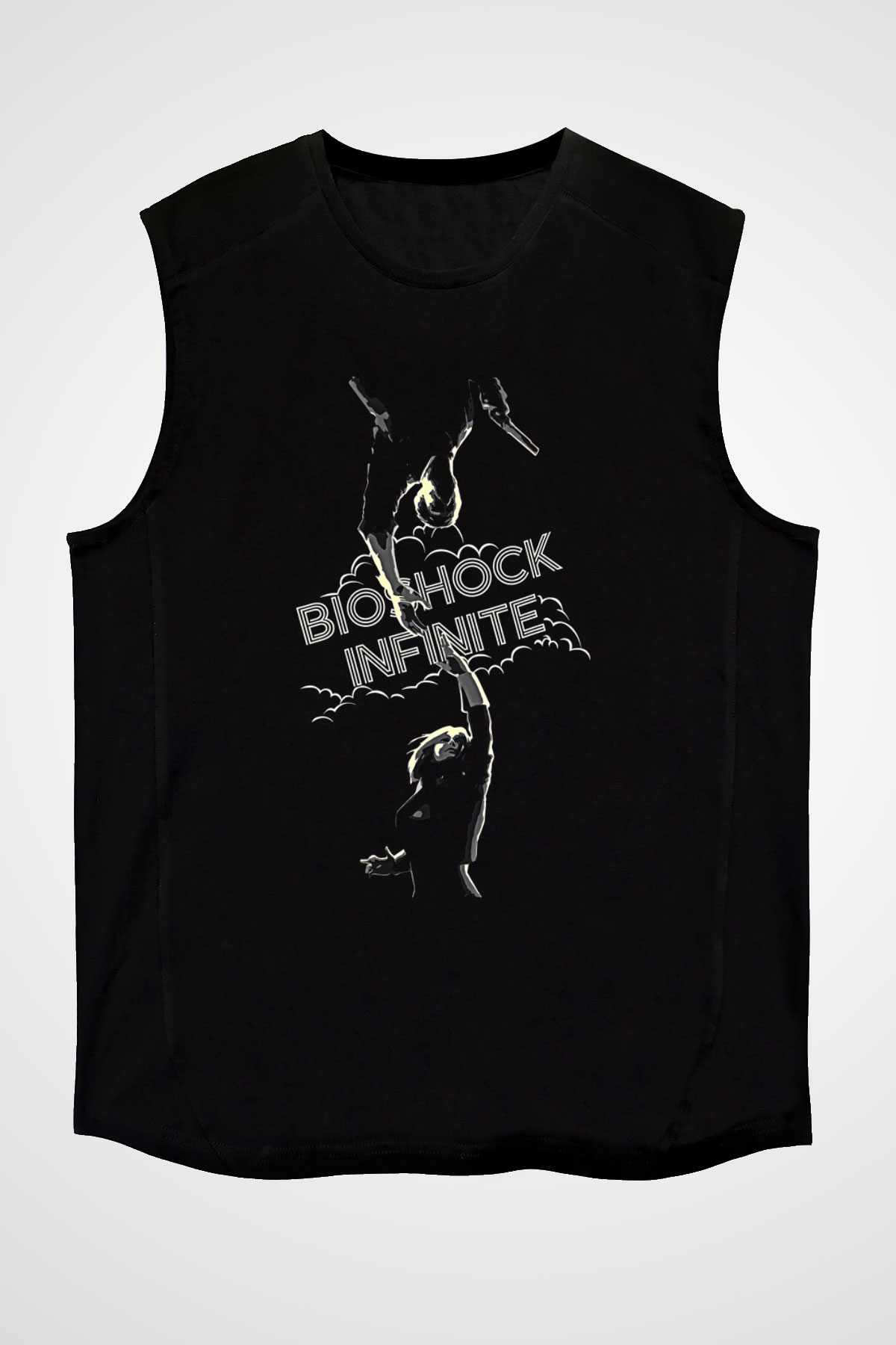 Bioshock James Baskılı Unisex Siyah Kolsuz Tişört - Tshirt