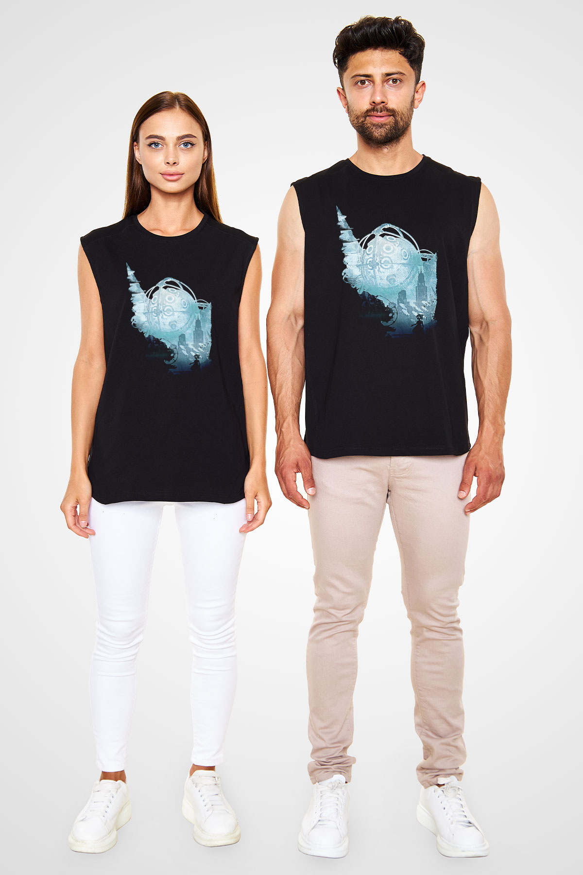 Bioshock James Baskılı Unisex Siyah Kolsuz Tişört - Tshirt