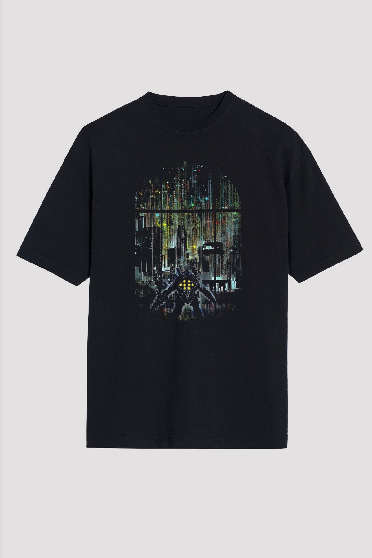 Bioshock James Baskılı Unisex Siyah Oversize Tişört - Tshirt