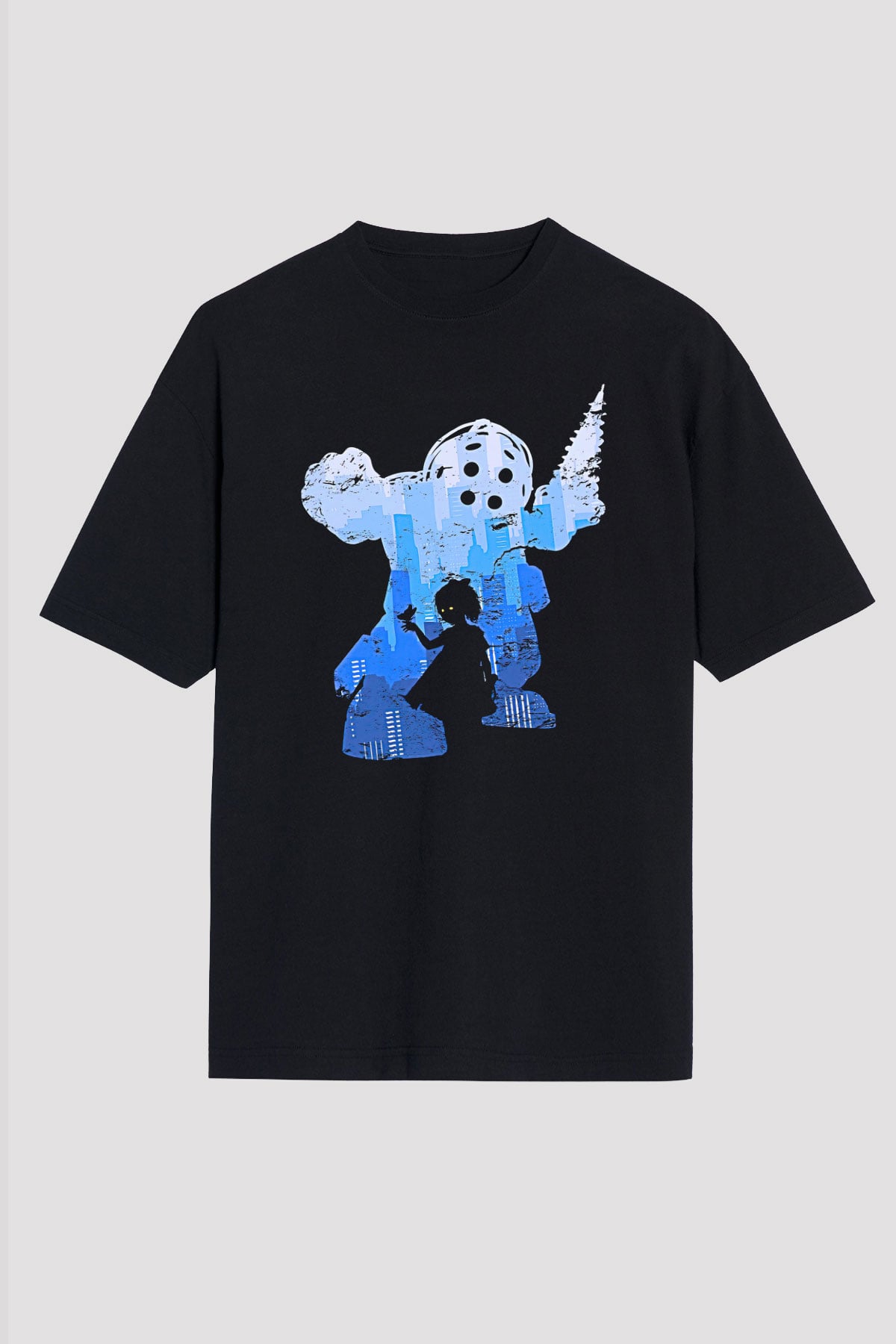 Bioshock James Baskılı Unisex Siyah Oversize Tişört - Tshirt