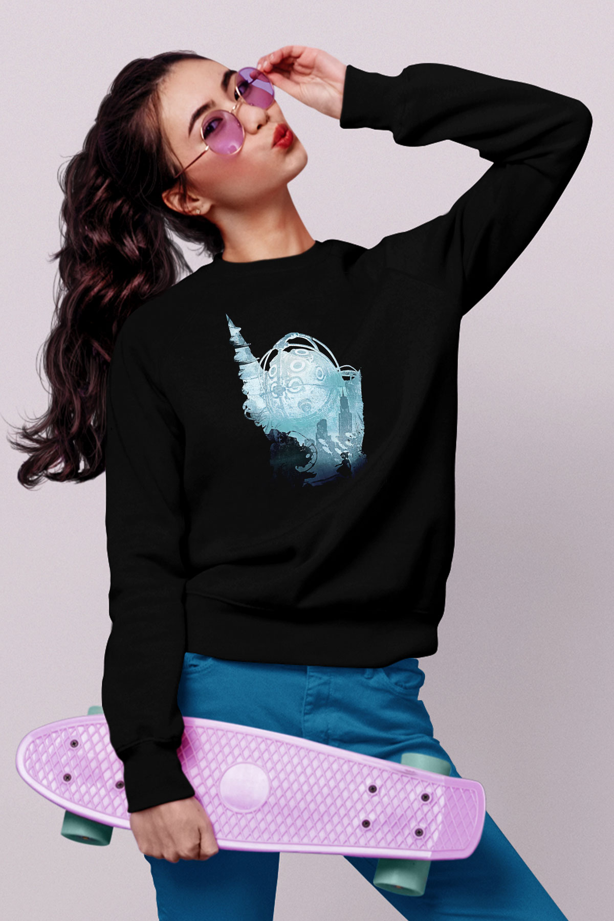 Bioshock James Baskılı Unisex Siyah Sweatshirt