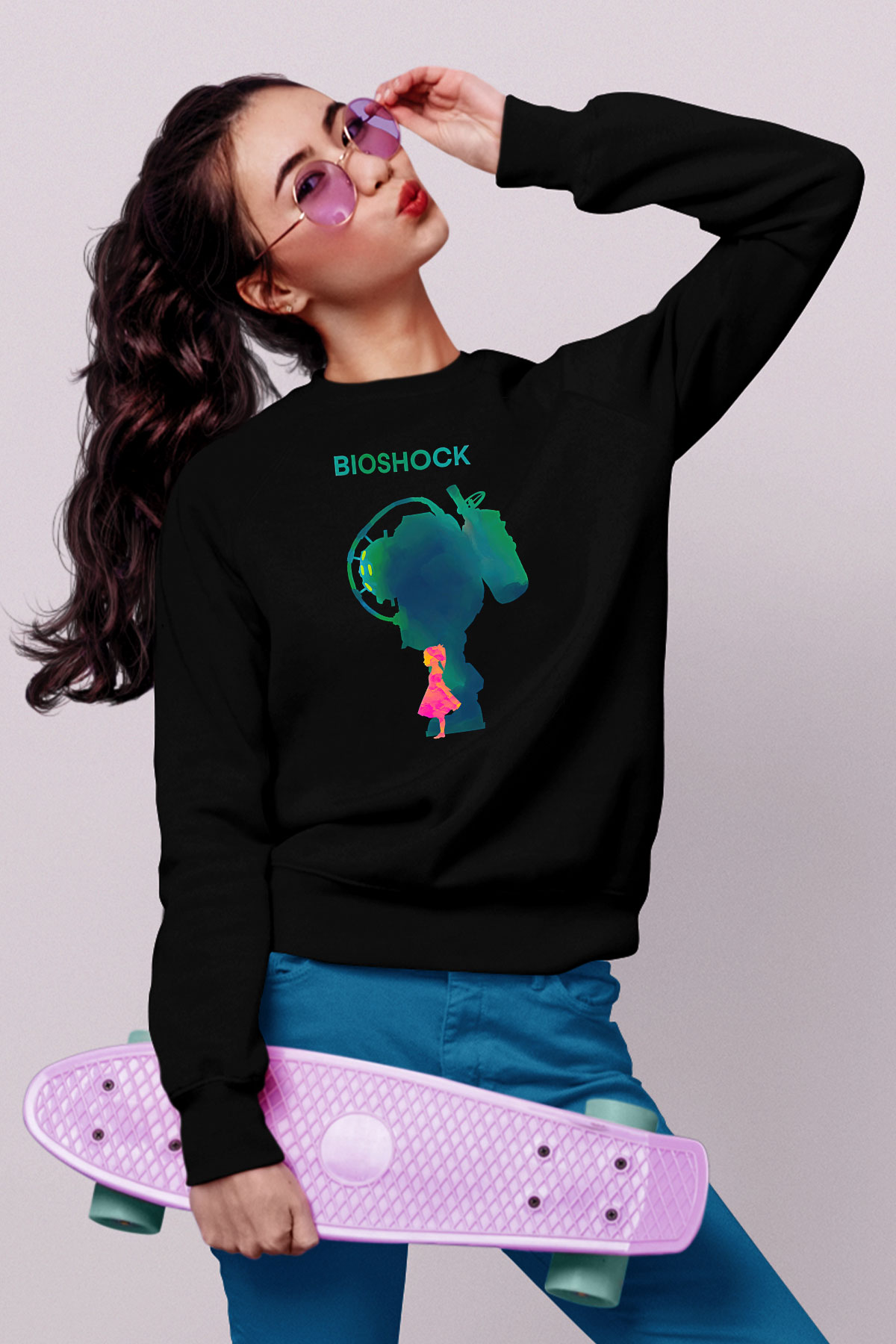 Bioshock James Baskılı Unisex Siyah Sweatshirt