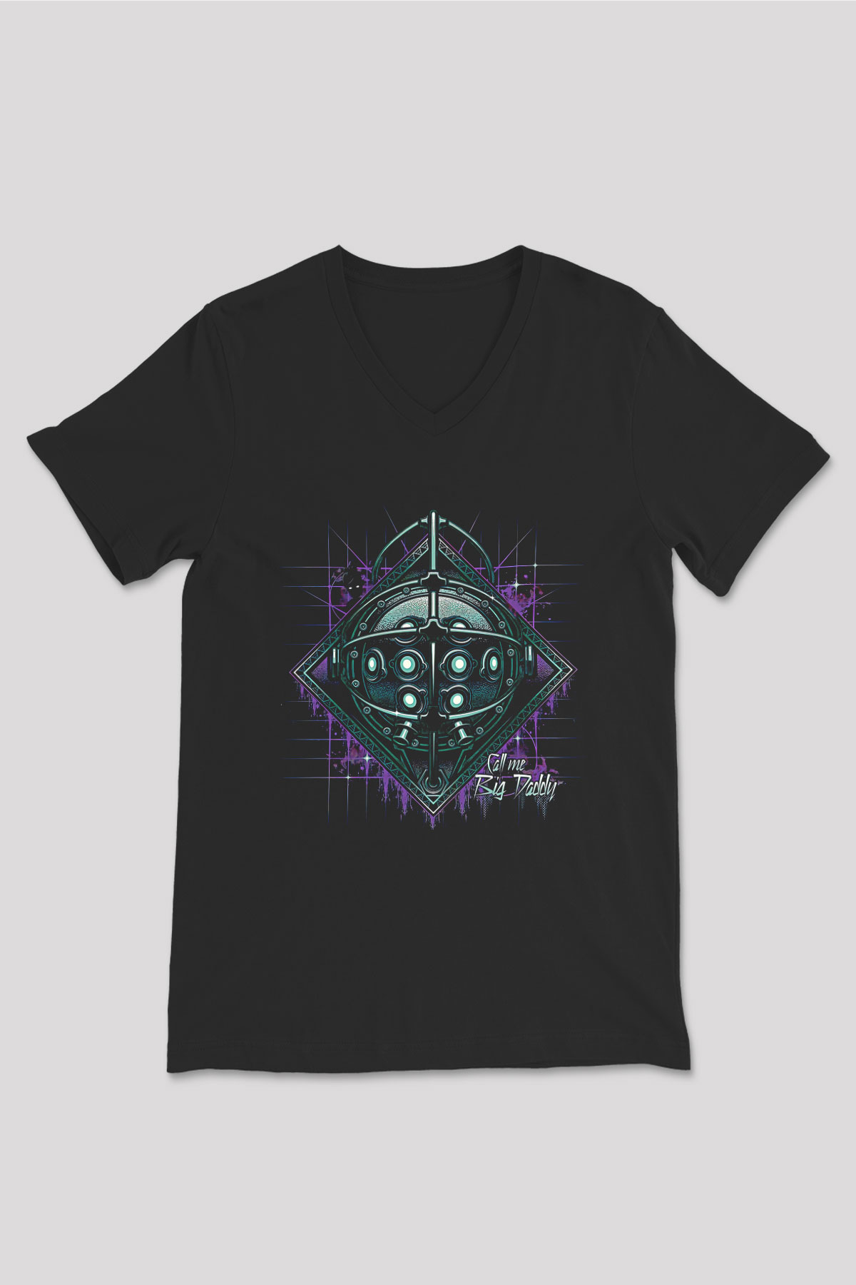 Bioshock James Baskılı Unisex Siyah V Yaka Tişört - Tshirt